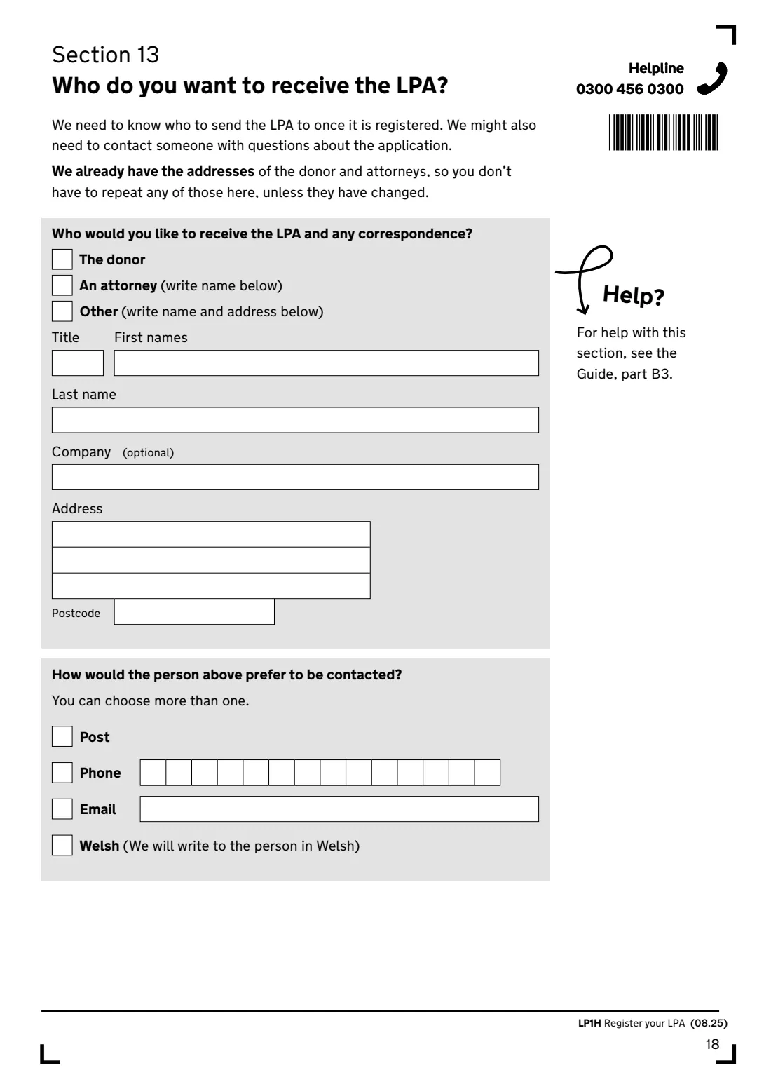 LP1H (2025) Lasting power of attorney — Health and welfare — page 20 of 24