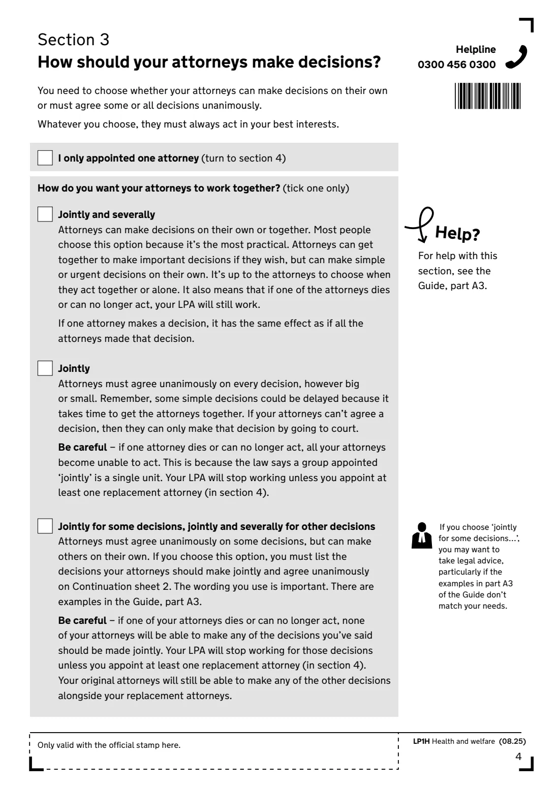 LP1H (2025) Lasting power of attorney — Health and welfare — page 6 of 24