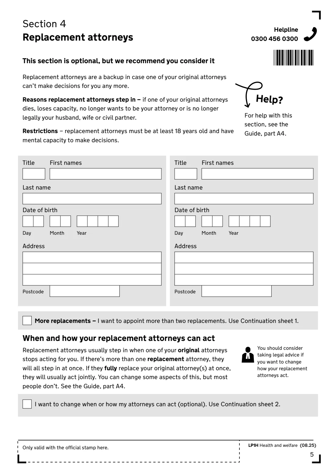LP1H (2025) Lasting power of attorney — Health and welfare — page 7 of 24