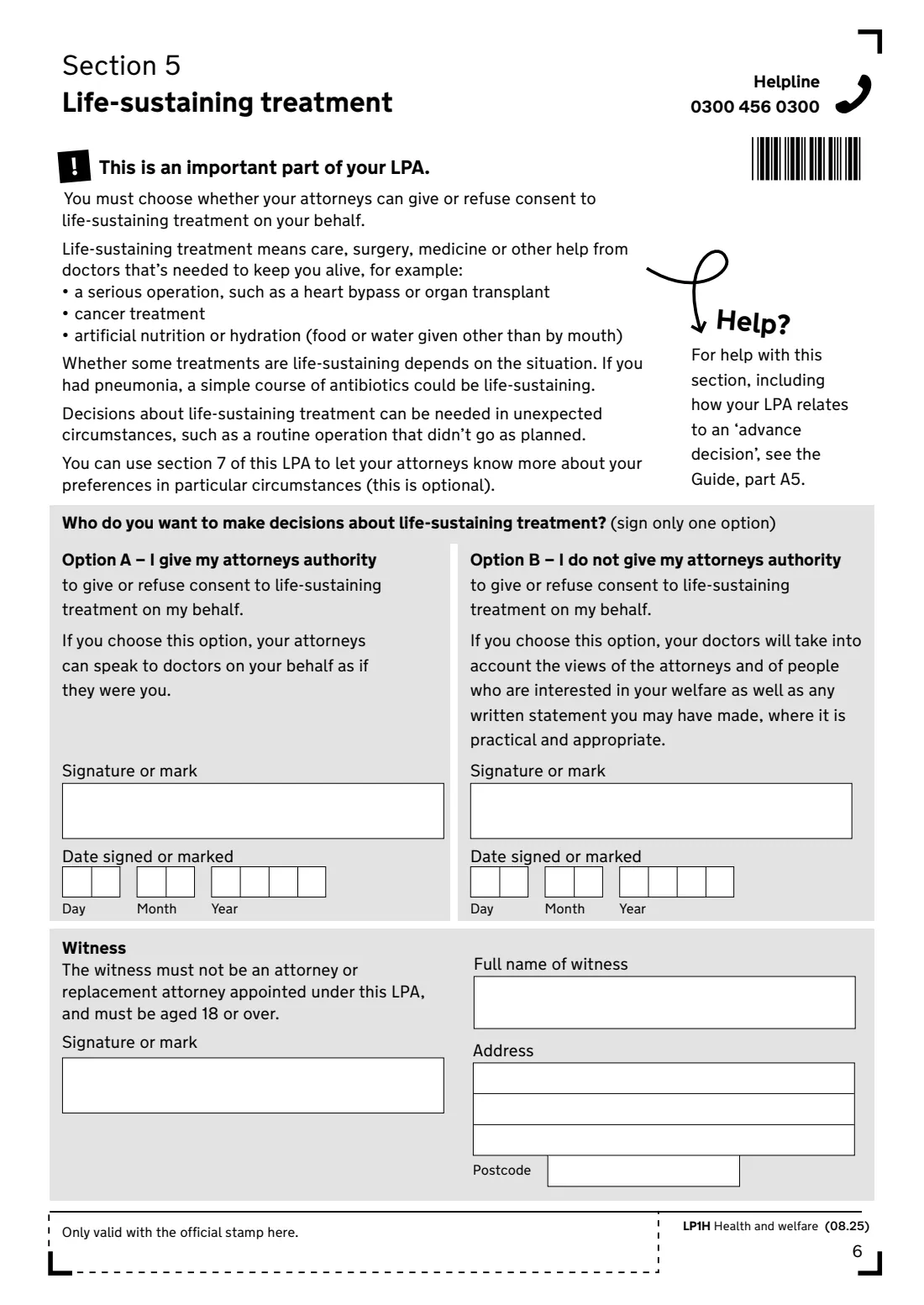 LP1H (2025) Lasting power of attorney — Health and welfare — page 8 of 24