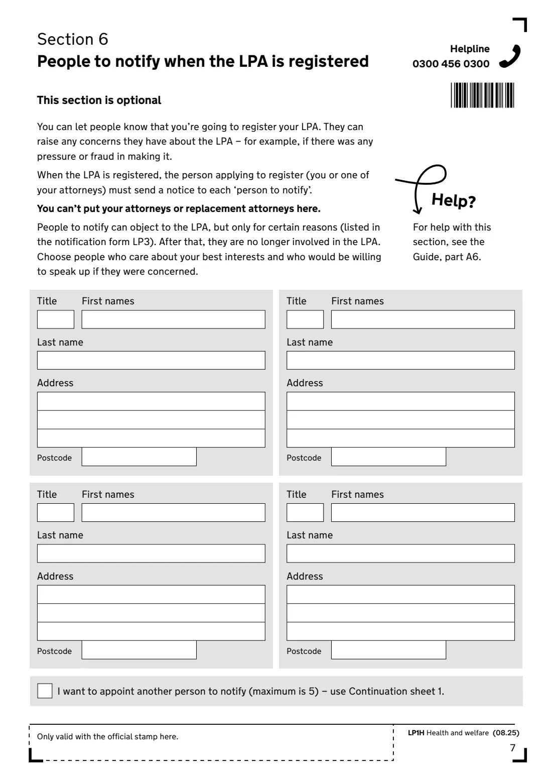 LP1H (2025) Lasting power of attorney — Health and welfare — page 9 of 24