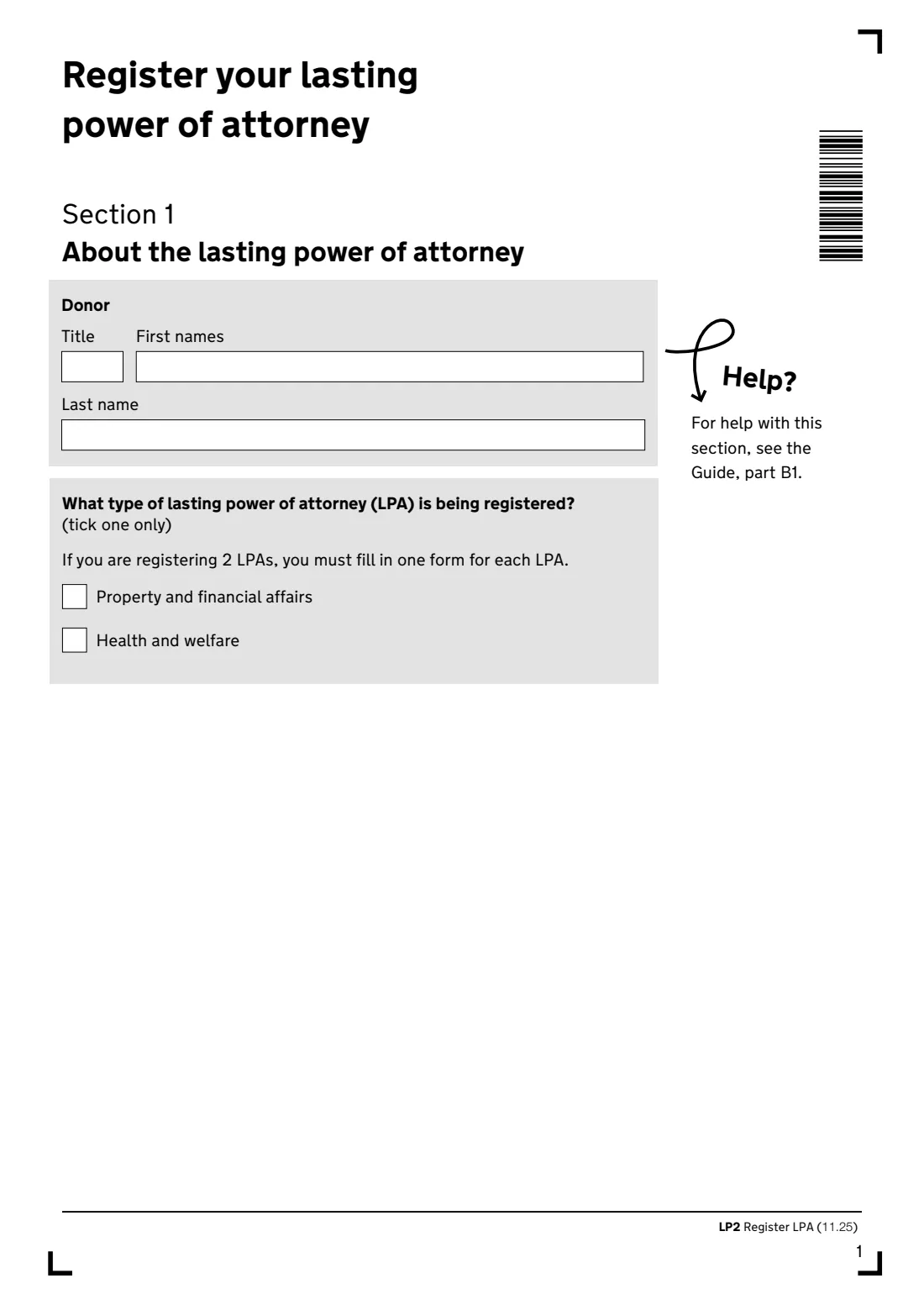 LP2 Register an LPA (2025) Register your lasting power of attorney (LP2) — page 3 of 8