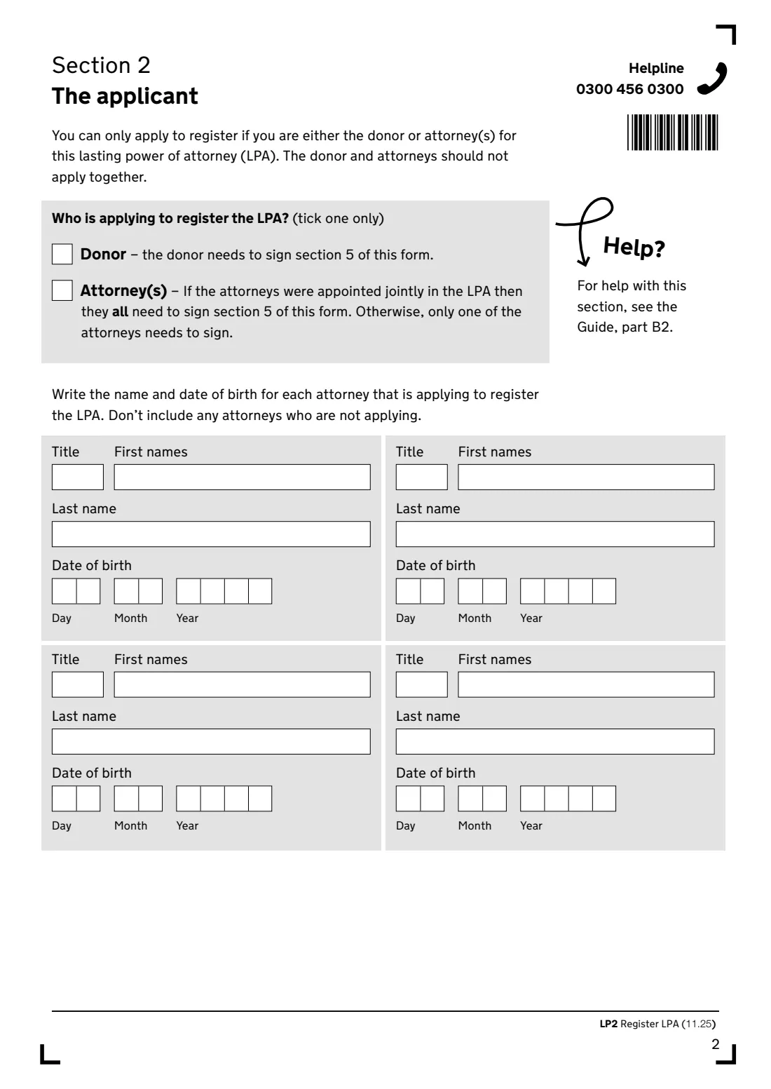 LP2 Register an LPA (2025) Register your lasting power of attorney (LP2) — page 4 of 8