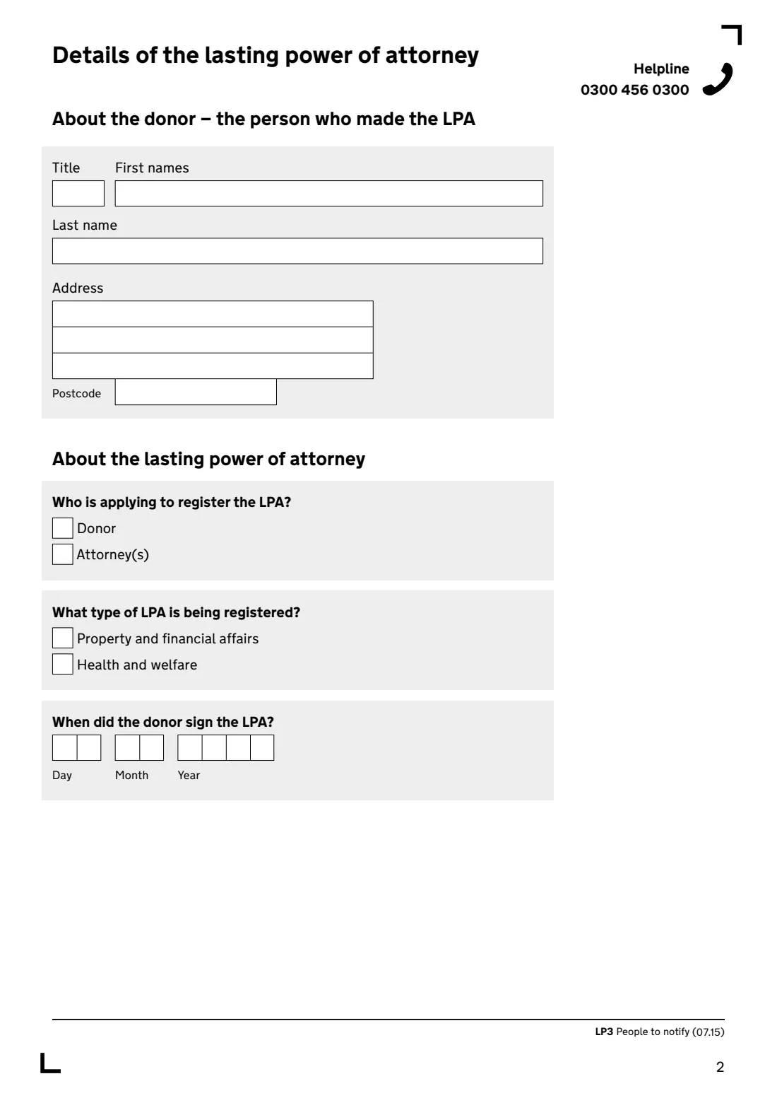 LP3 Notify people about an LPA (2015) Form to notify people: notice of intention to register a lasting power of attorney (LP3) — page 4 of 6