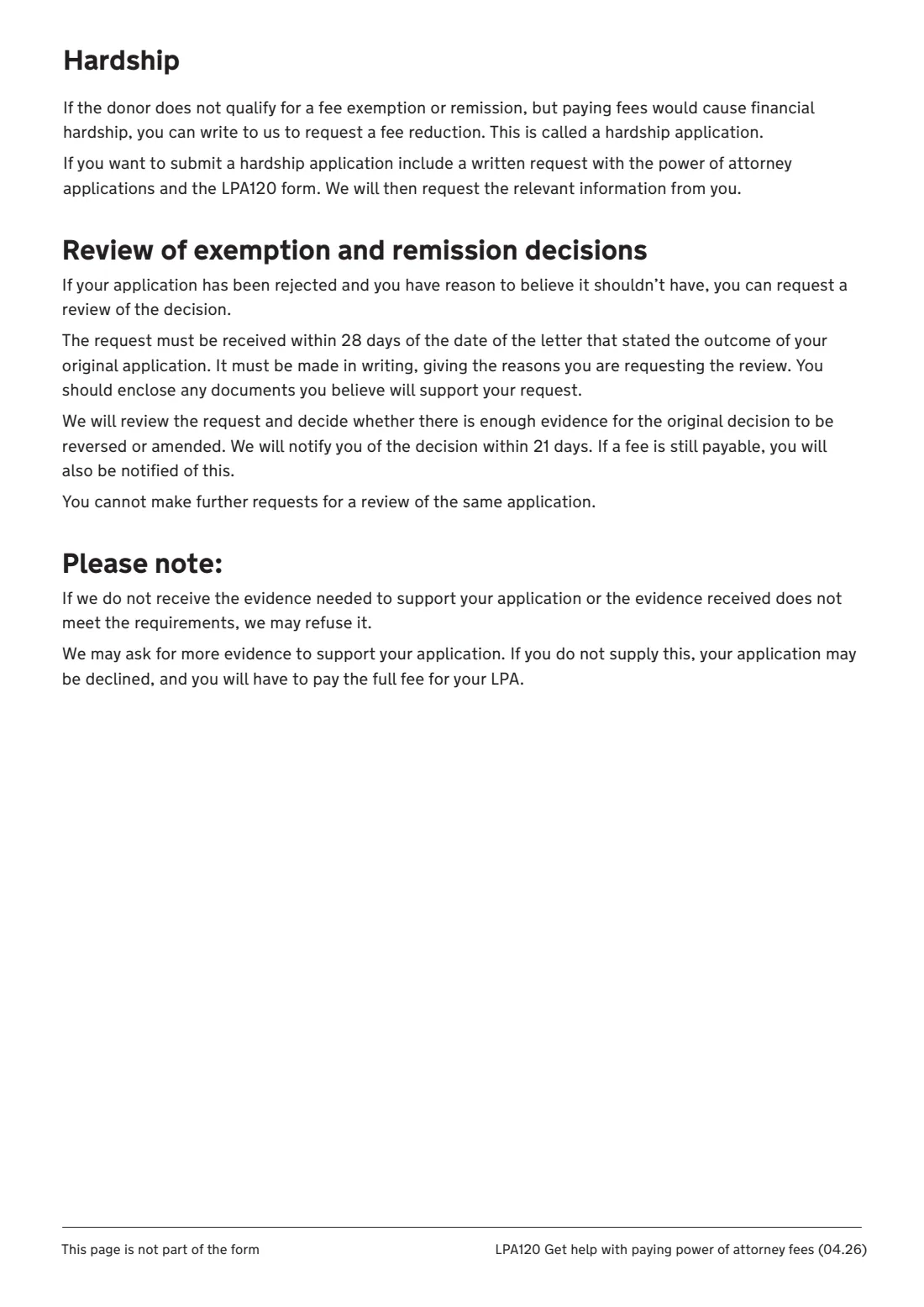 LPA120 Help with LPA fees (2026) Get help with paying power of attorney fees (LPA120) — page 4 of 11