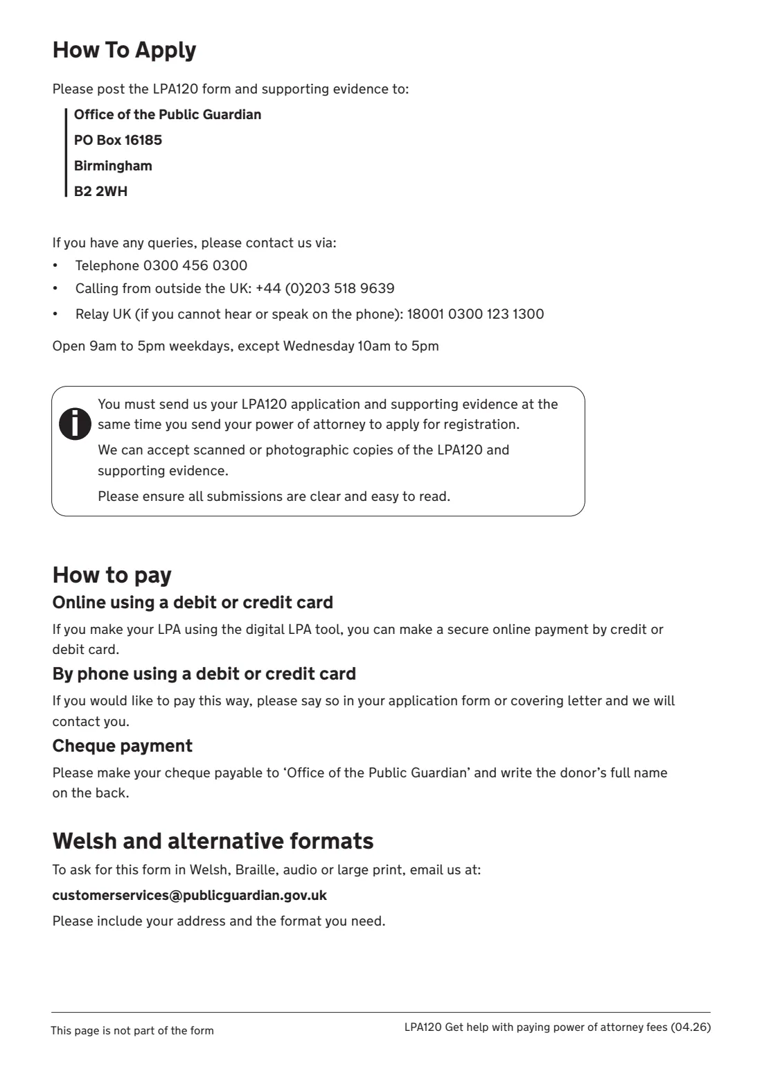 LPA120 Help with LPA fees (2026) Get help with paying power of attorney fees (LPA120) — page 5 of 11