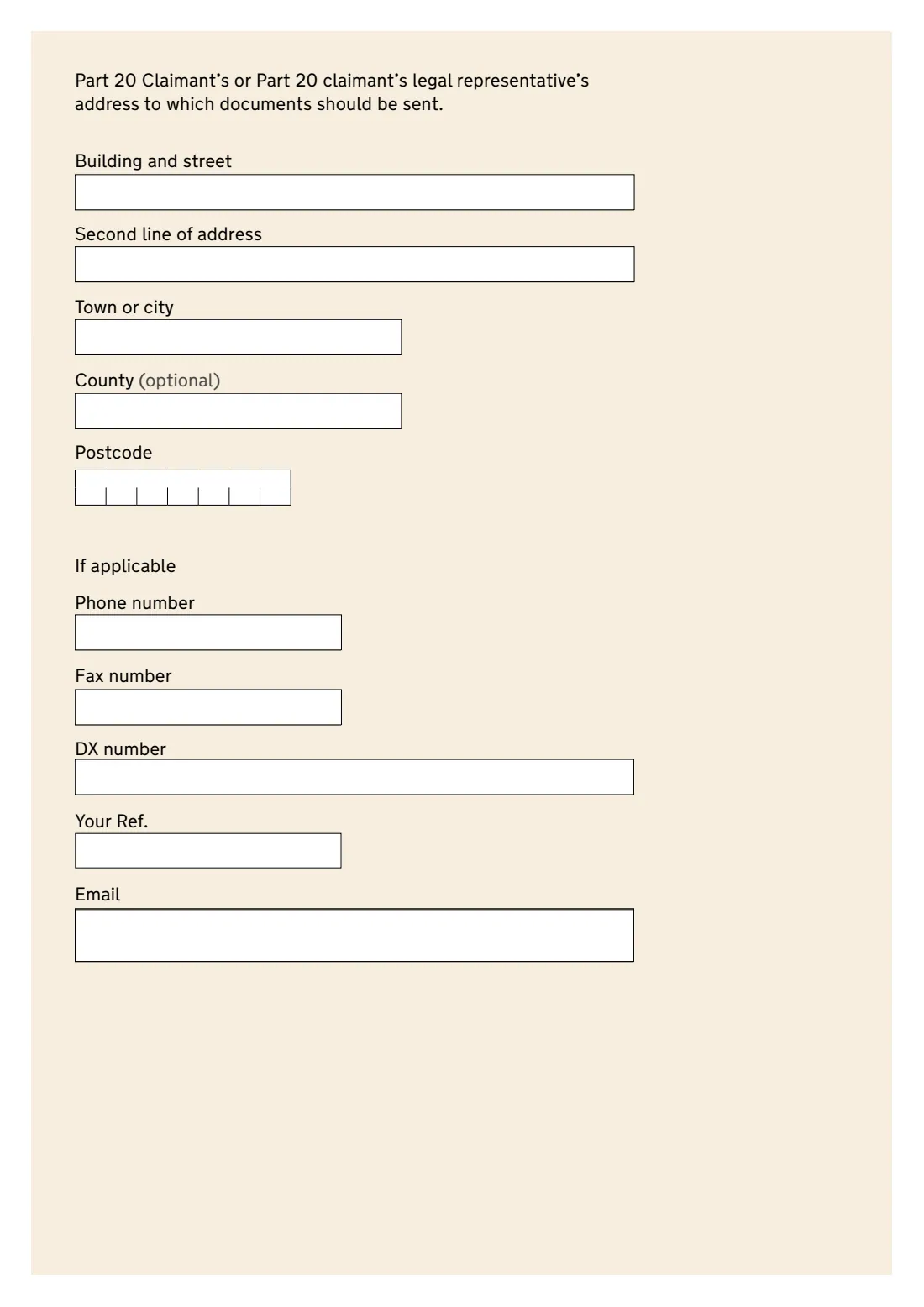 N211 Part 20 claim form (2020) Claim form (Additional claims - CPR Part 20) (N211) — page 4 of 4