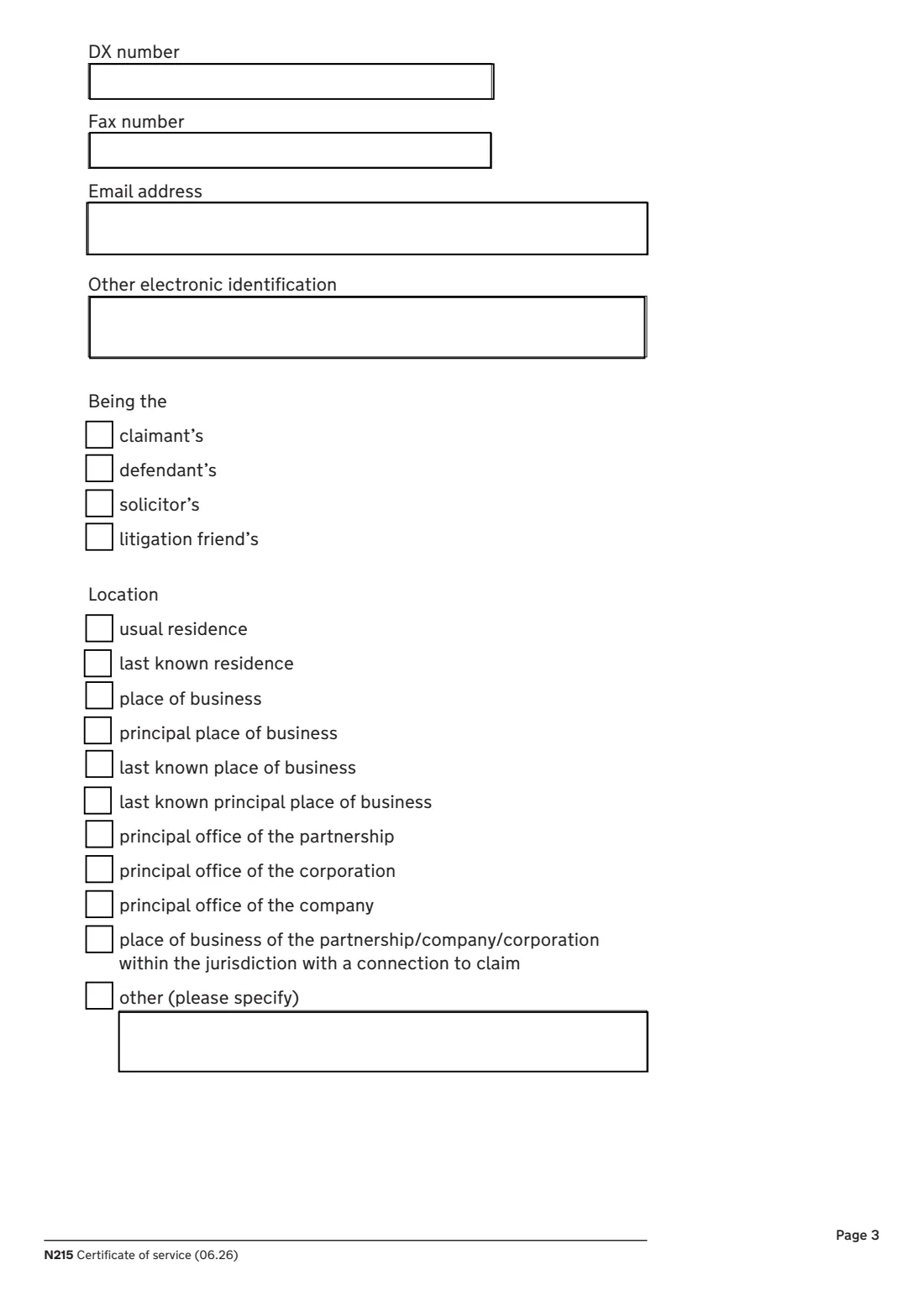 N215 Certificate of service (2026) Certificate of service (N215) — page 3 of 5