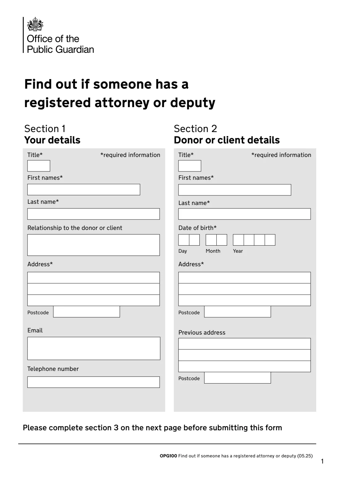 OPG100 register search (2025) Find out if someone has a registered attorney or deputy (OPG100) — page 3 of 4