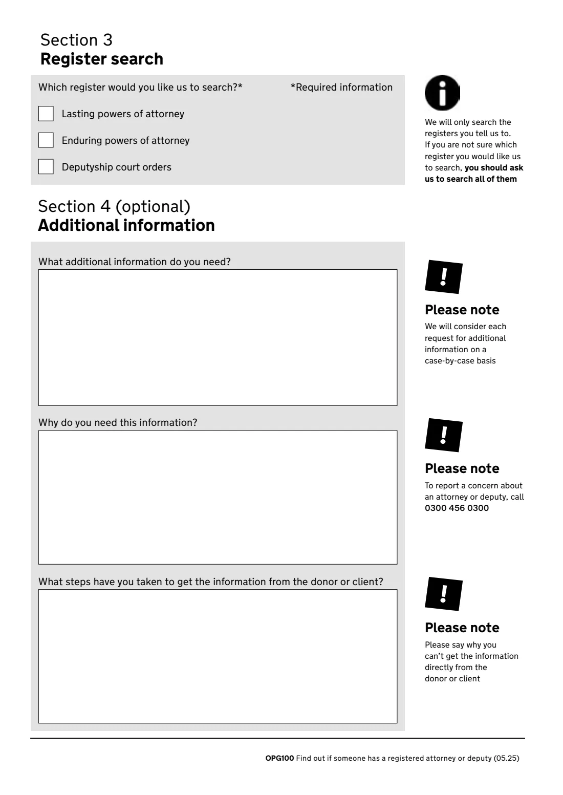OPG100 register search (2025) Find out if someone has a registered attorney or deputy (OPG100) — page 4 of 4