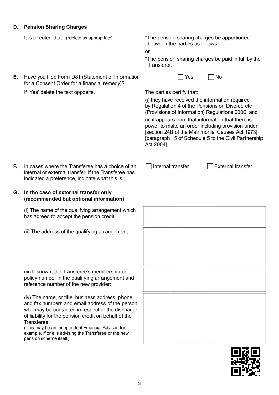 Form P1 pension sharing annex (2023) Pension sharing annex (Form P1) — page 3 of 5
