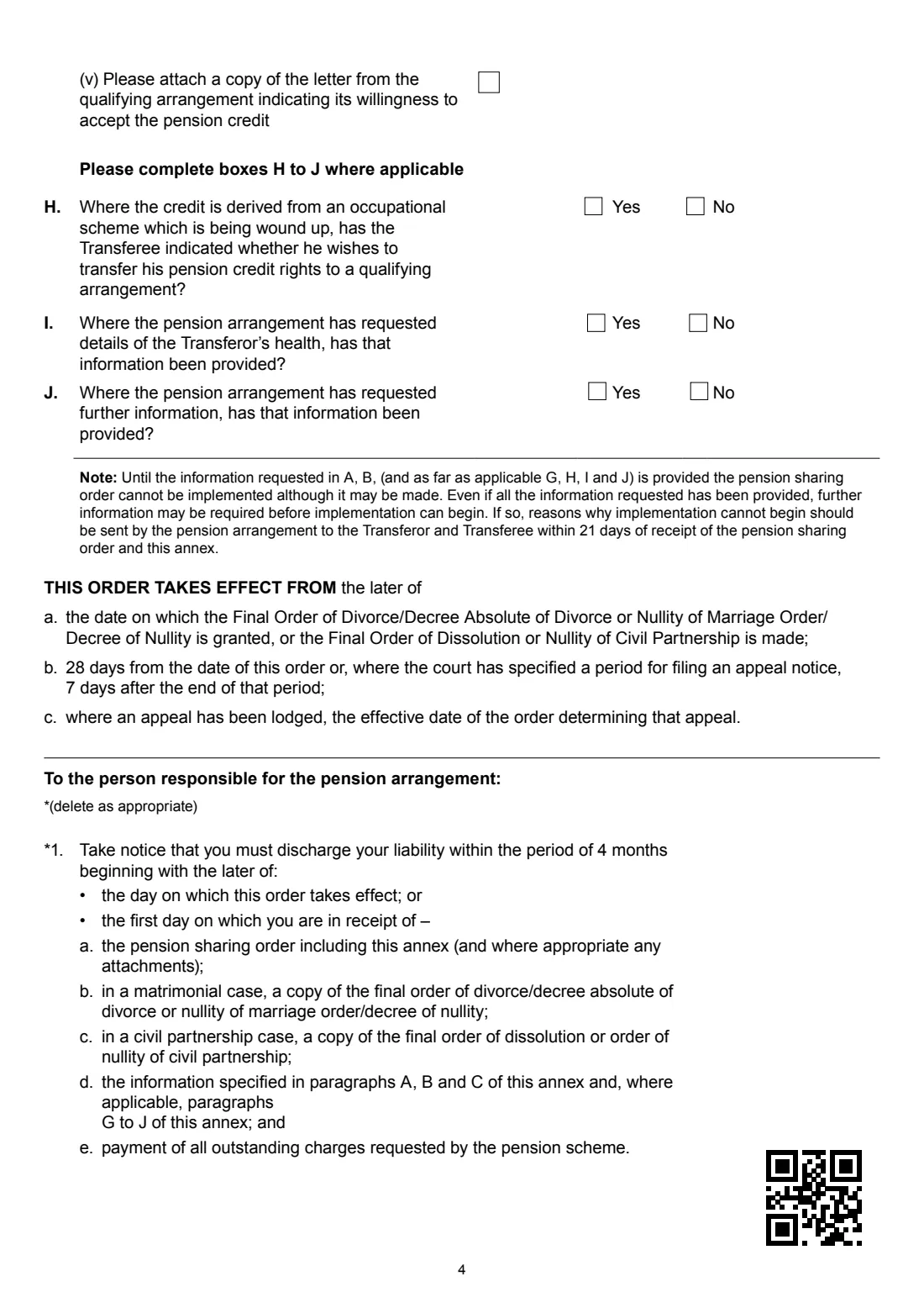 Form P1 pension sharing annex (2023) Pension sharing annex (Form P1) — page 4 of 5