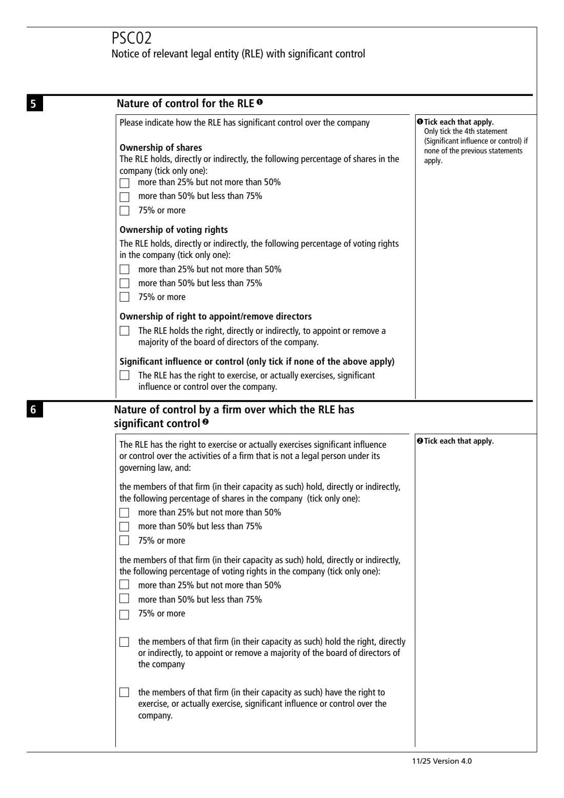PSC02 Add a corporate PSC (RLE) (2025) Notice of relevant legal entity (RLE) with significant control (PSC02) — page 2 of 4
