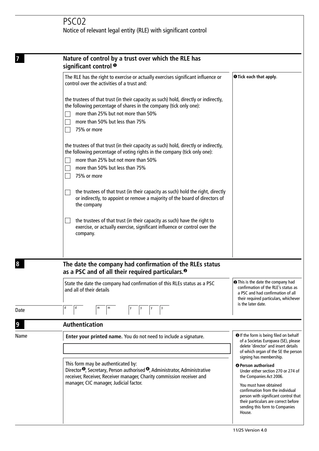 PSC02 Add a corporate PSC (RLE) (2025) Notice of relevant legal entity (RLE) with significant control (PSC02) — page 3 of 4