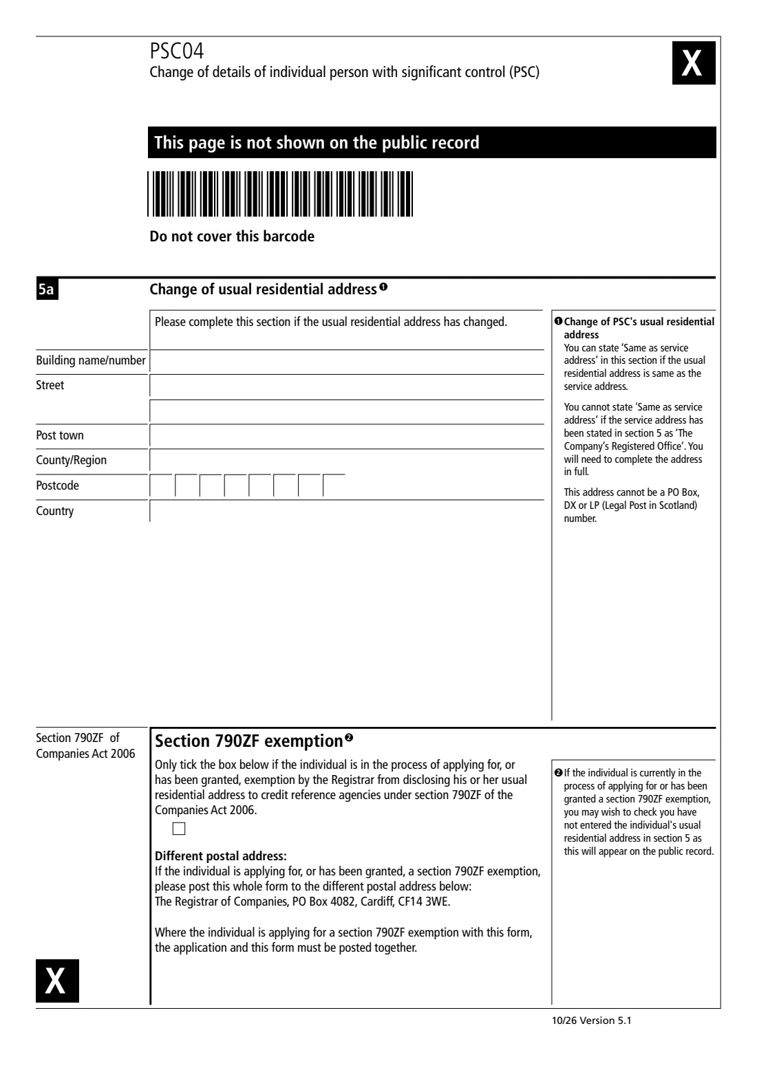 PSC04 Change of an individual PSC's details (2026) Change of details of individual person with significant control (PSC) — page 2 of 6