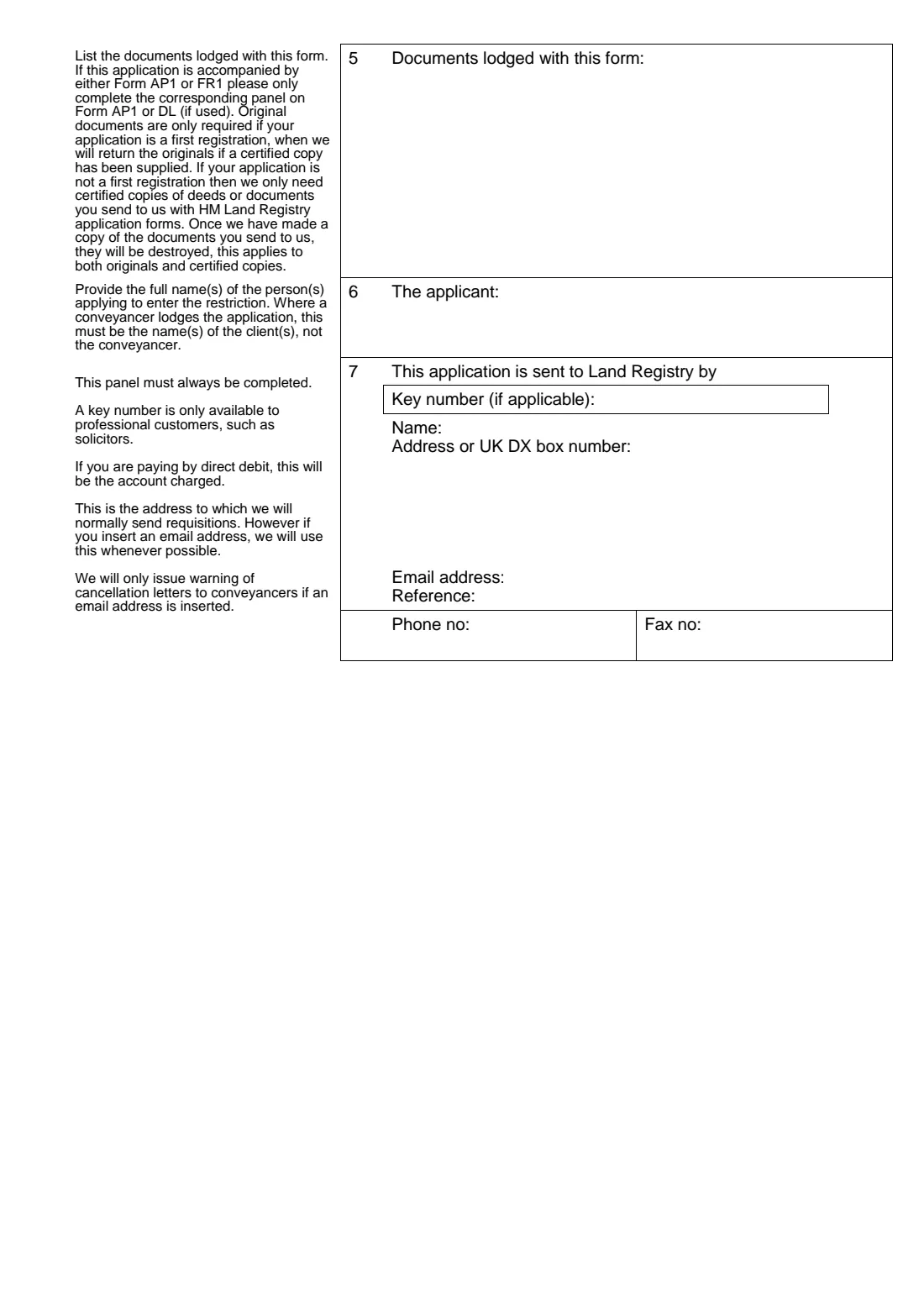 Form RX1 (enter a restriction) (2023) Application to enter a restriction — page 2 of 5