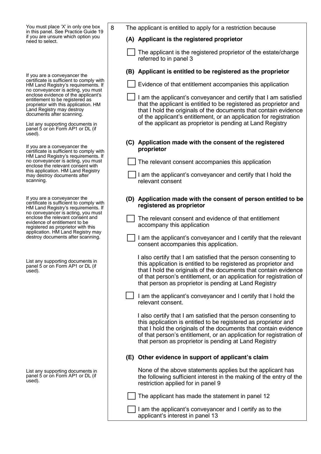 Form RX1 (enter a restriction) (2023) Application to enter a restriction — page 3 of 5