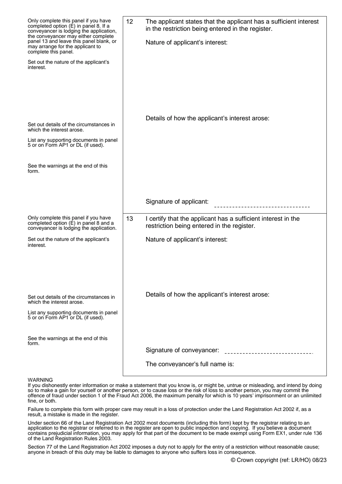 Form RX1 (enter a restriction) (2023) Application to enter a restriction — page 5 of 5