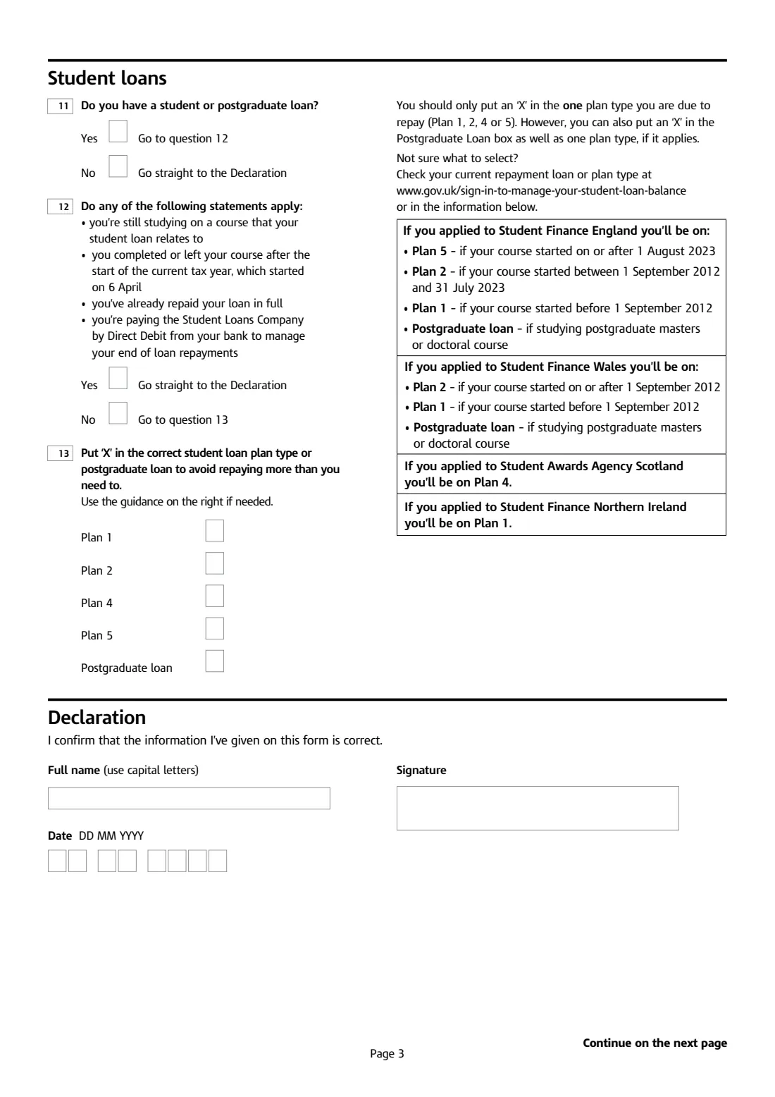 HMRC Starter checklist (2025) Starter checklist — tell your employer of your circumstances so that you do not pay too much or too little tax — page 3 of 4
