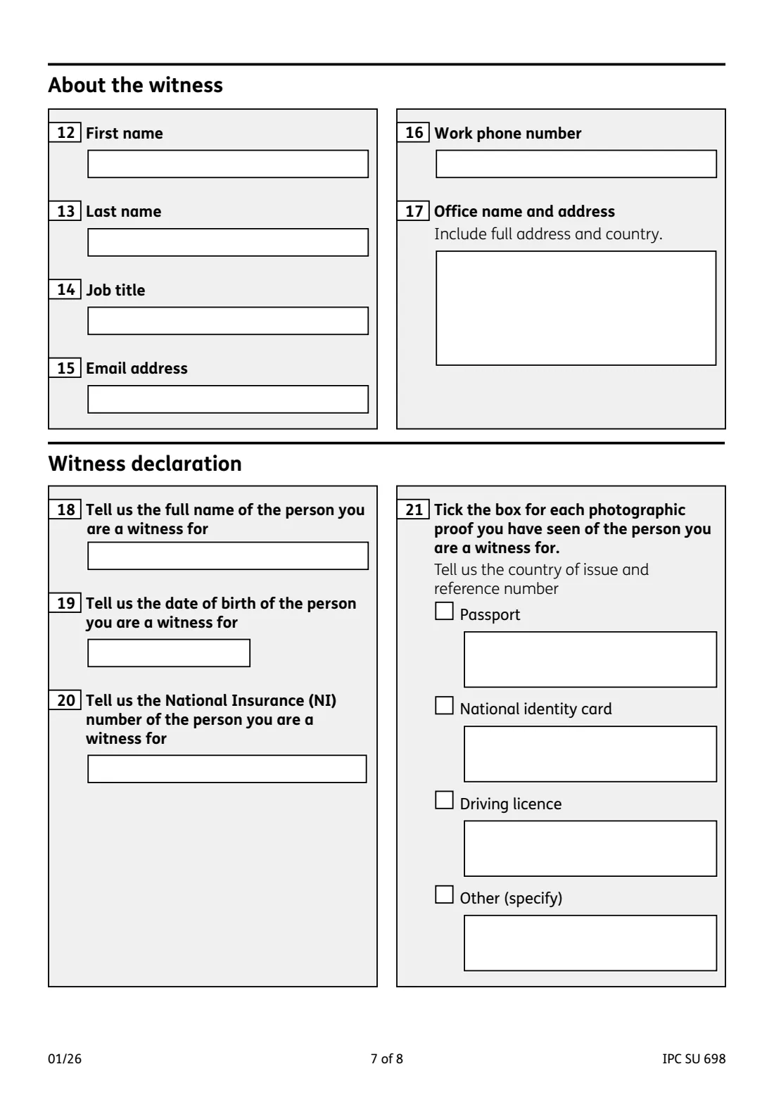 Life Certificate (IPC SU 698) (2026) Life Certificate for a UK State Pension — page 7 of 8