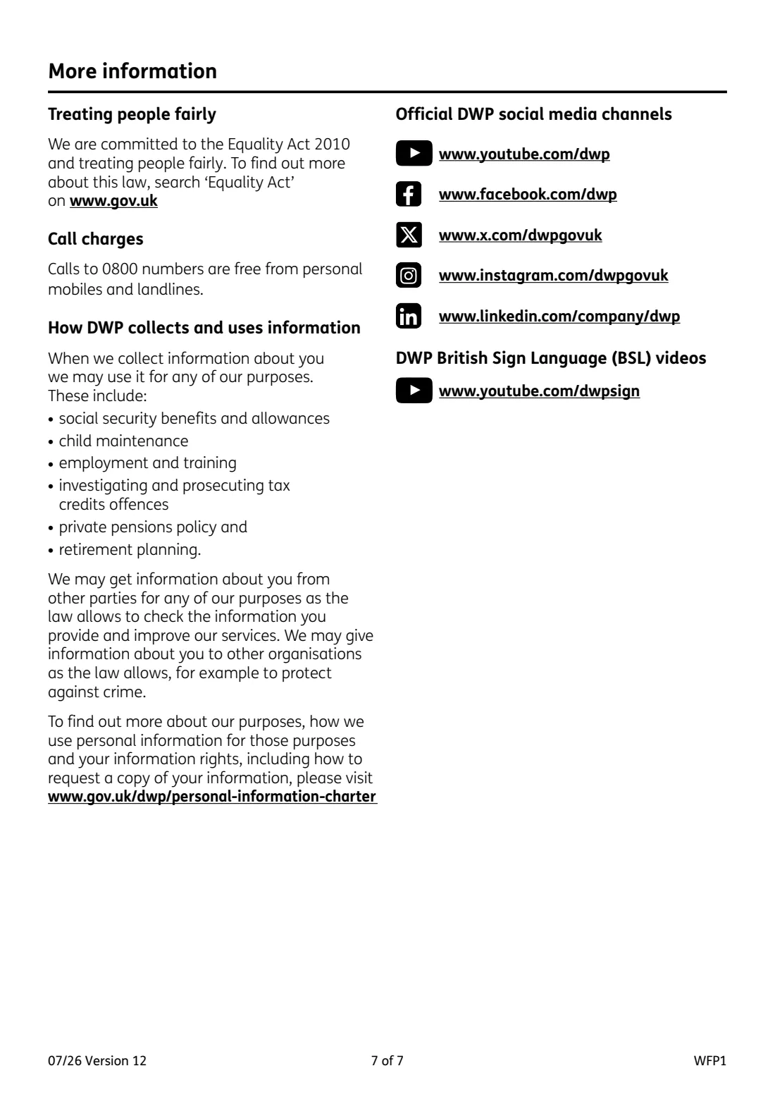WFP1 Winter Fuel Payment claim (2026) Winter Fuel Payment claim form 2026 to 2027 — page 7 of 7
