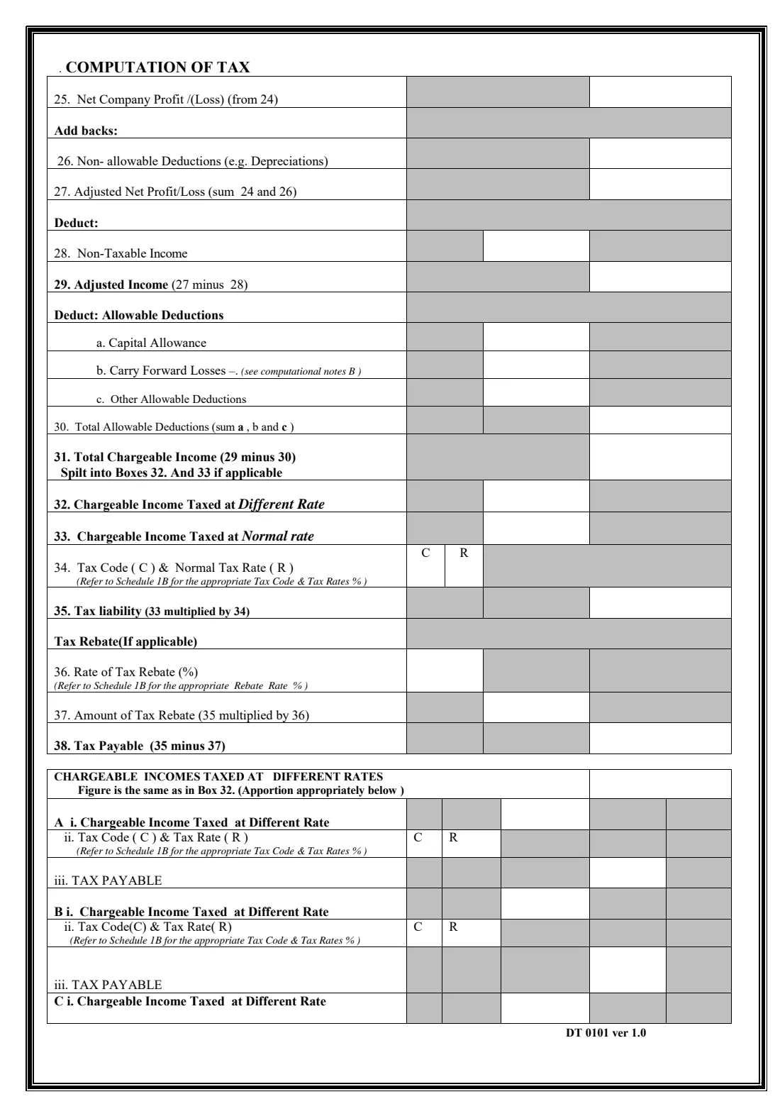 GRA DT 0101 company income tax return (2017) Company Self Assessment Return — page 4 of 10