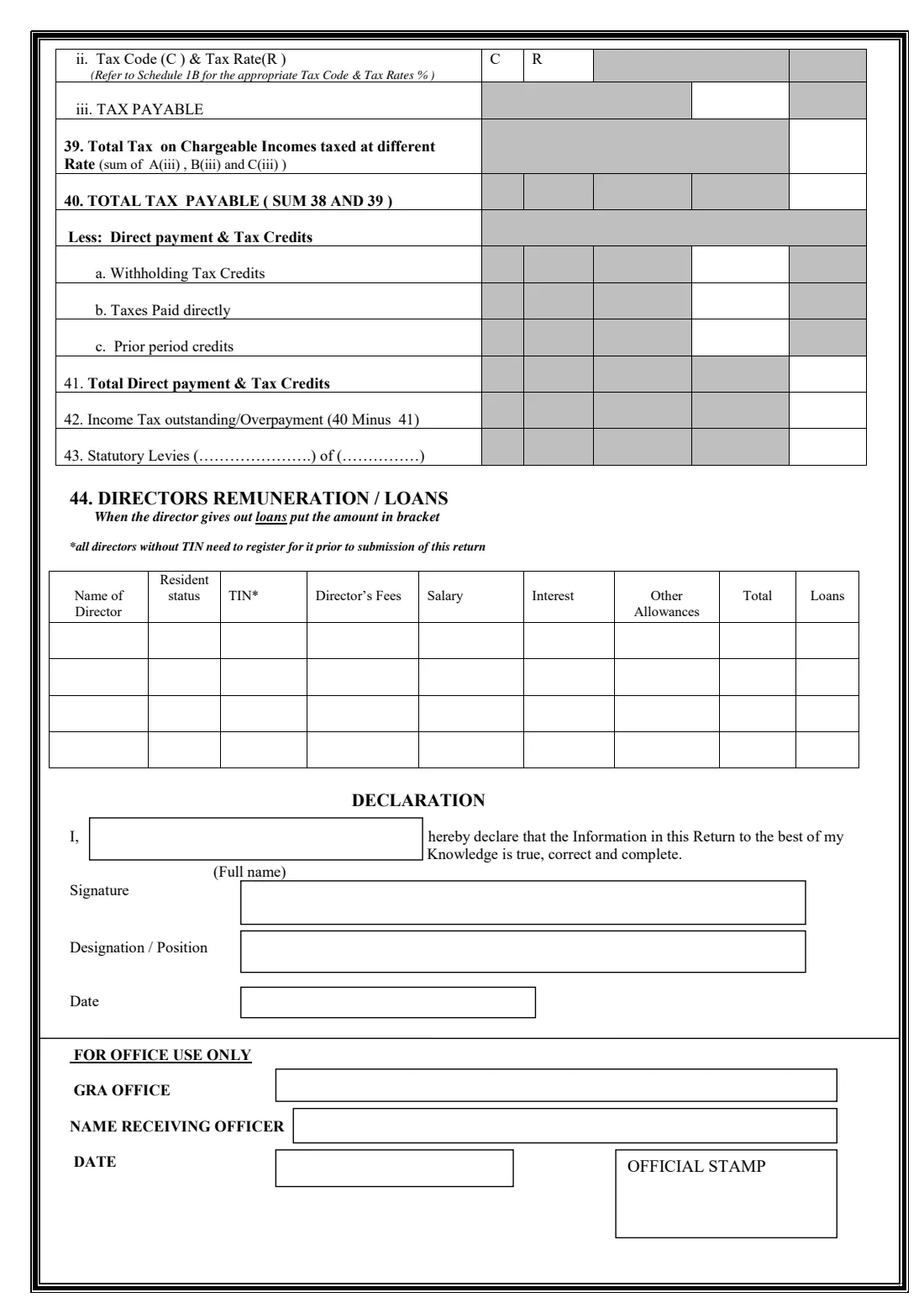 GRA DT 0101 company income tax return (2017) Company Self Assessment Return — page 5 of 10