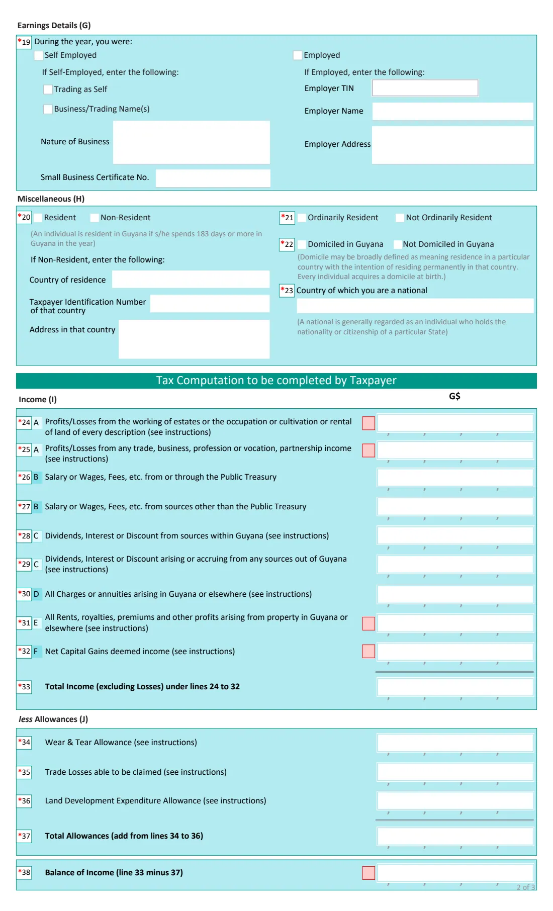GRA G0004 income tax return (2026) Individual Income Tax Return — page 2 of 3