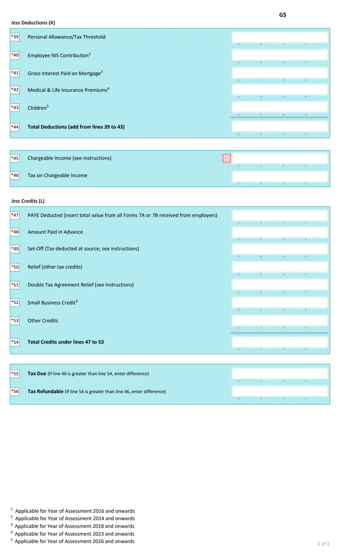 GRA G0004 income tax return (2026) Individual Income Tax Return — page 3 of 3