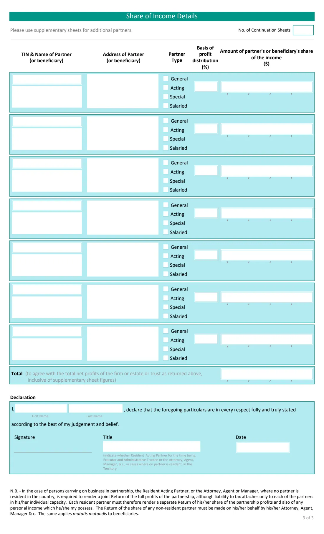 GRA G0005 partnership return (2022) Partnership Return — page 3 of 3