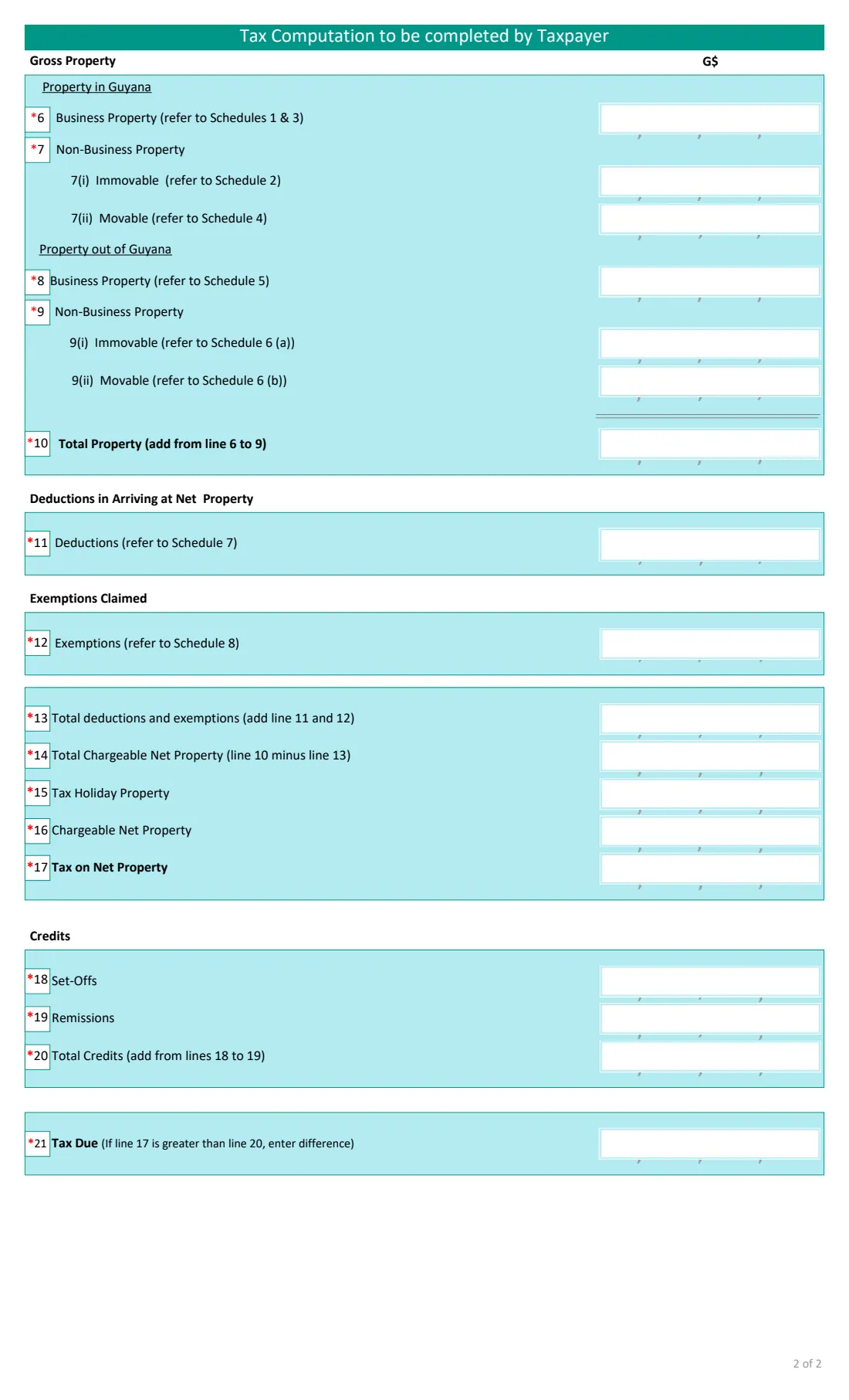 GRA G0009 property tax return (company) (2022) Company Property Return — page 2 of 2