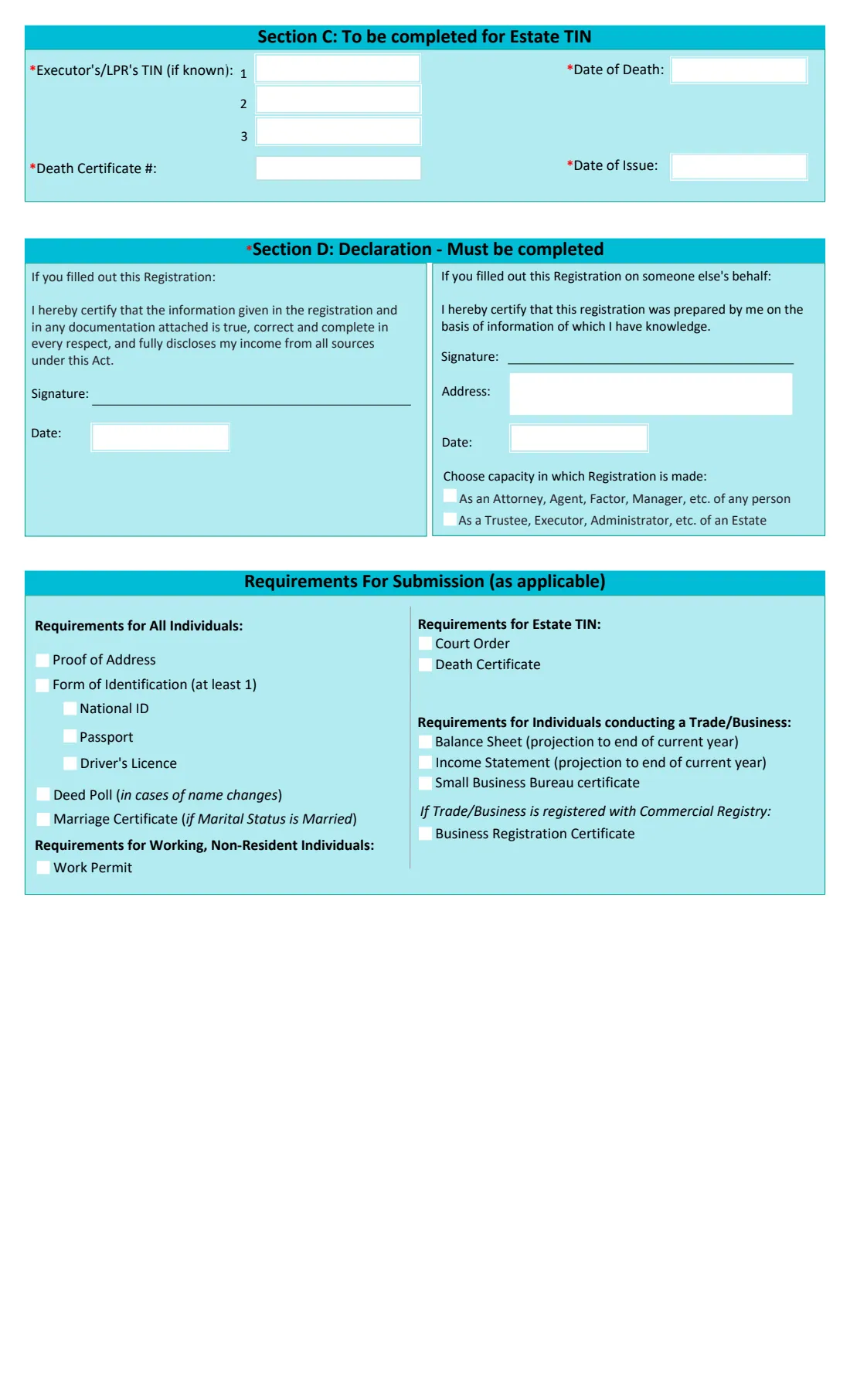 GRA G0015 TIN registration (individual) (2025) Taxpayer Registration Form - Individual — page 3 of 3