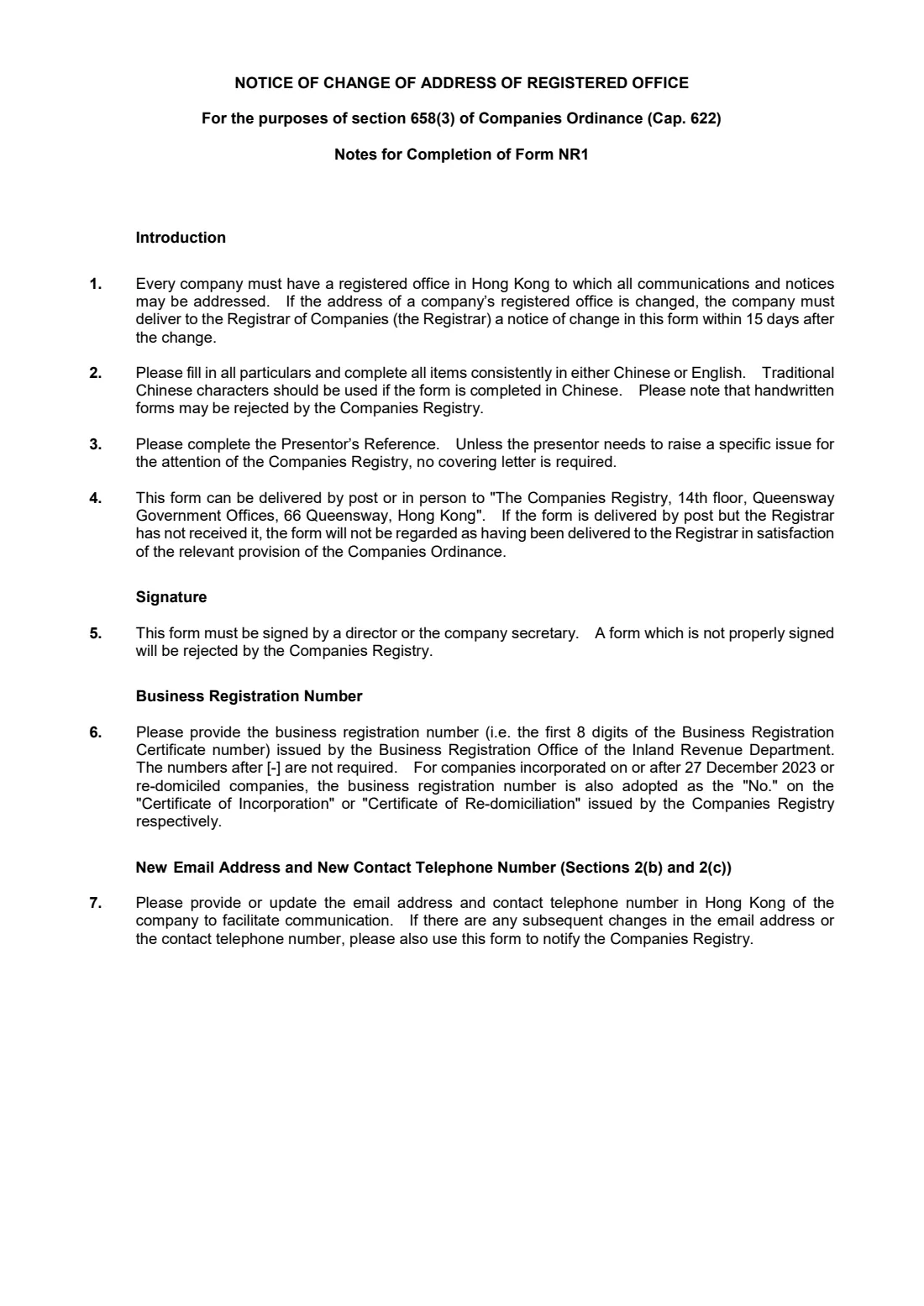 Form NR1 (change of registered office) (2023) Notice of Change of Address of Registered Office — page 3 of 3