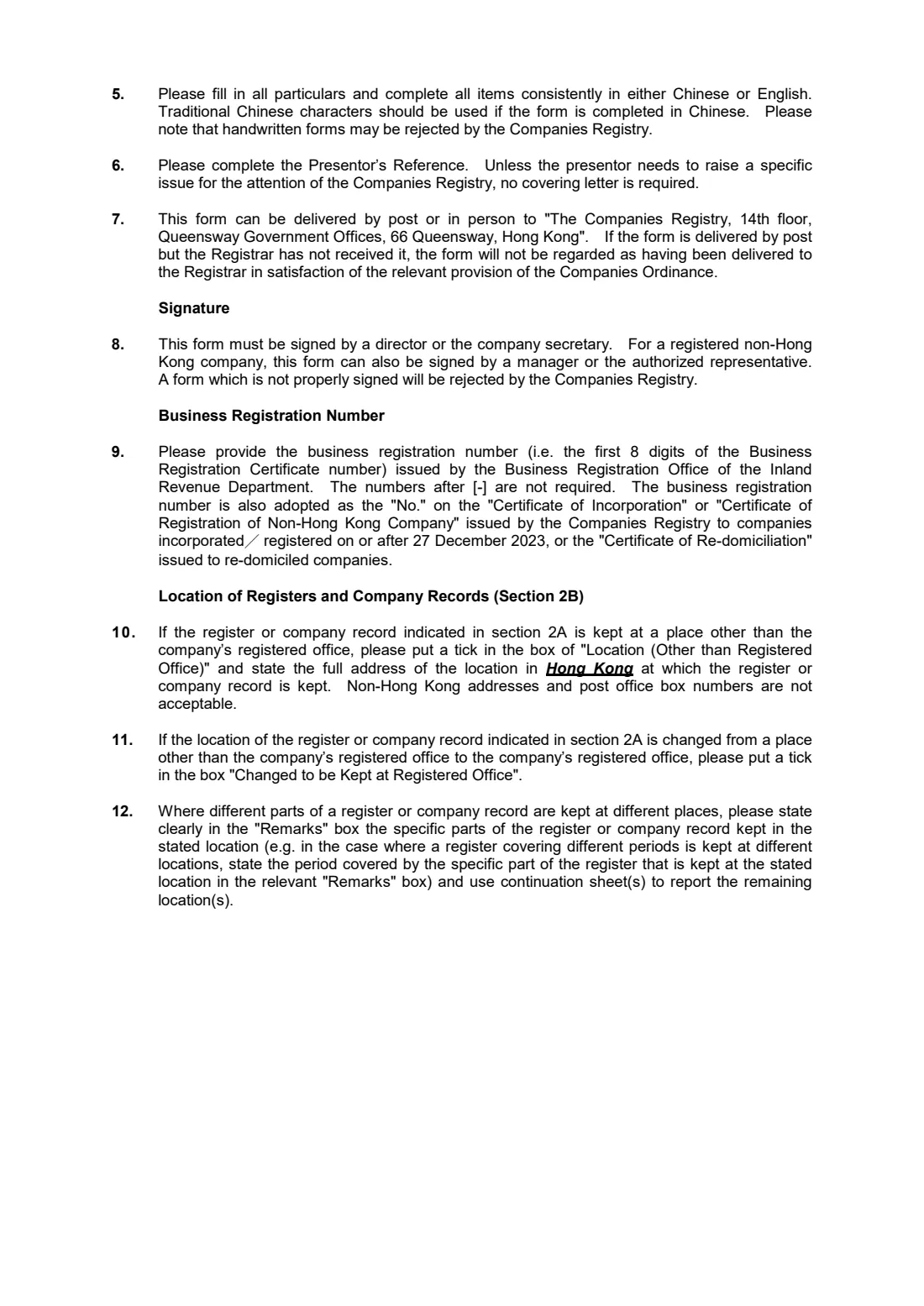Form NR2 (location of registers) (2023) Form NR2 — Notice of Location of Registers and Company Records — page 7 of 7