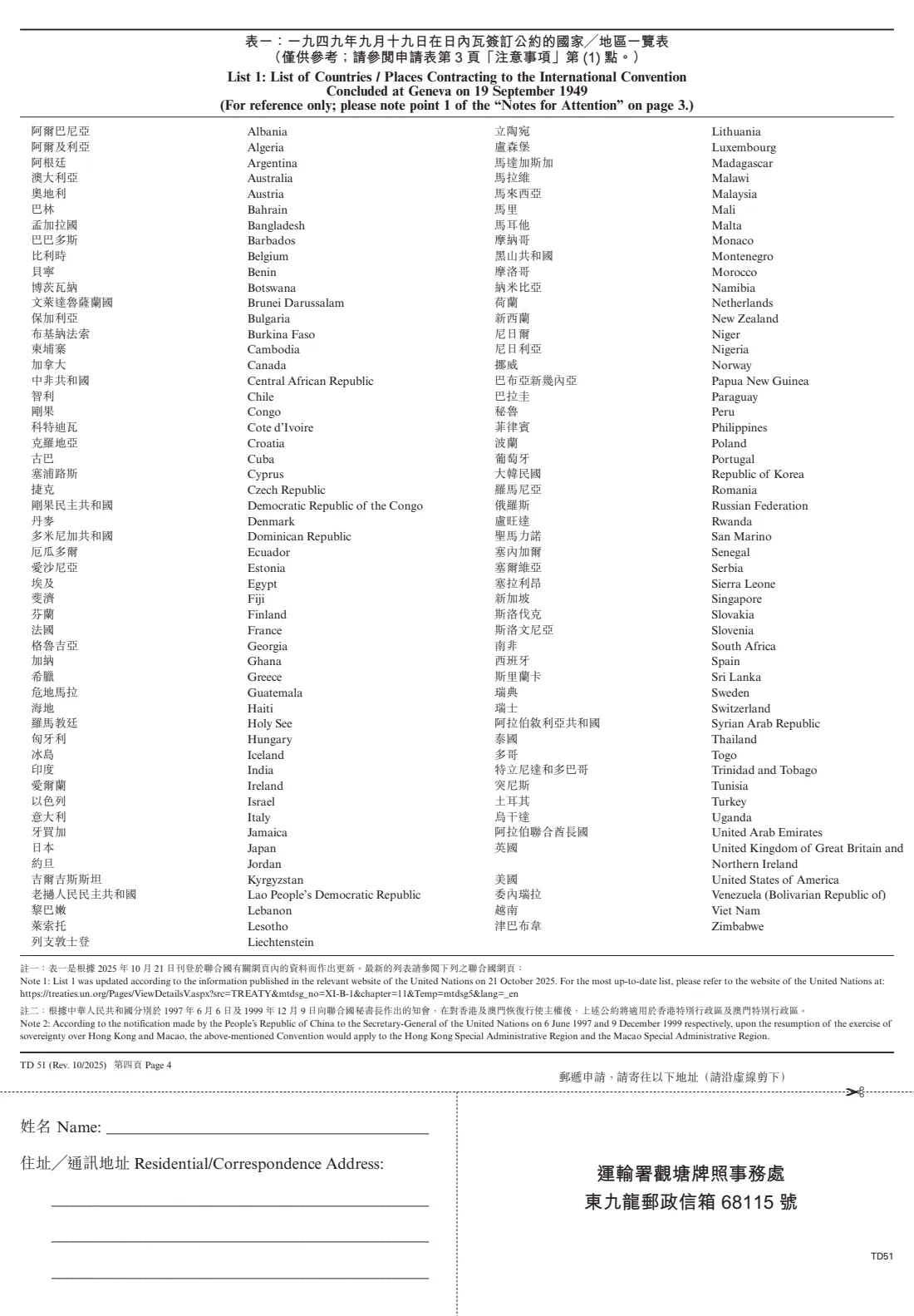 TD 51 (International Driving Permit) (2025) Application for International Driving Permit — page 5 of 6
