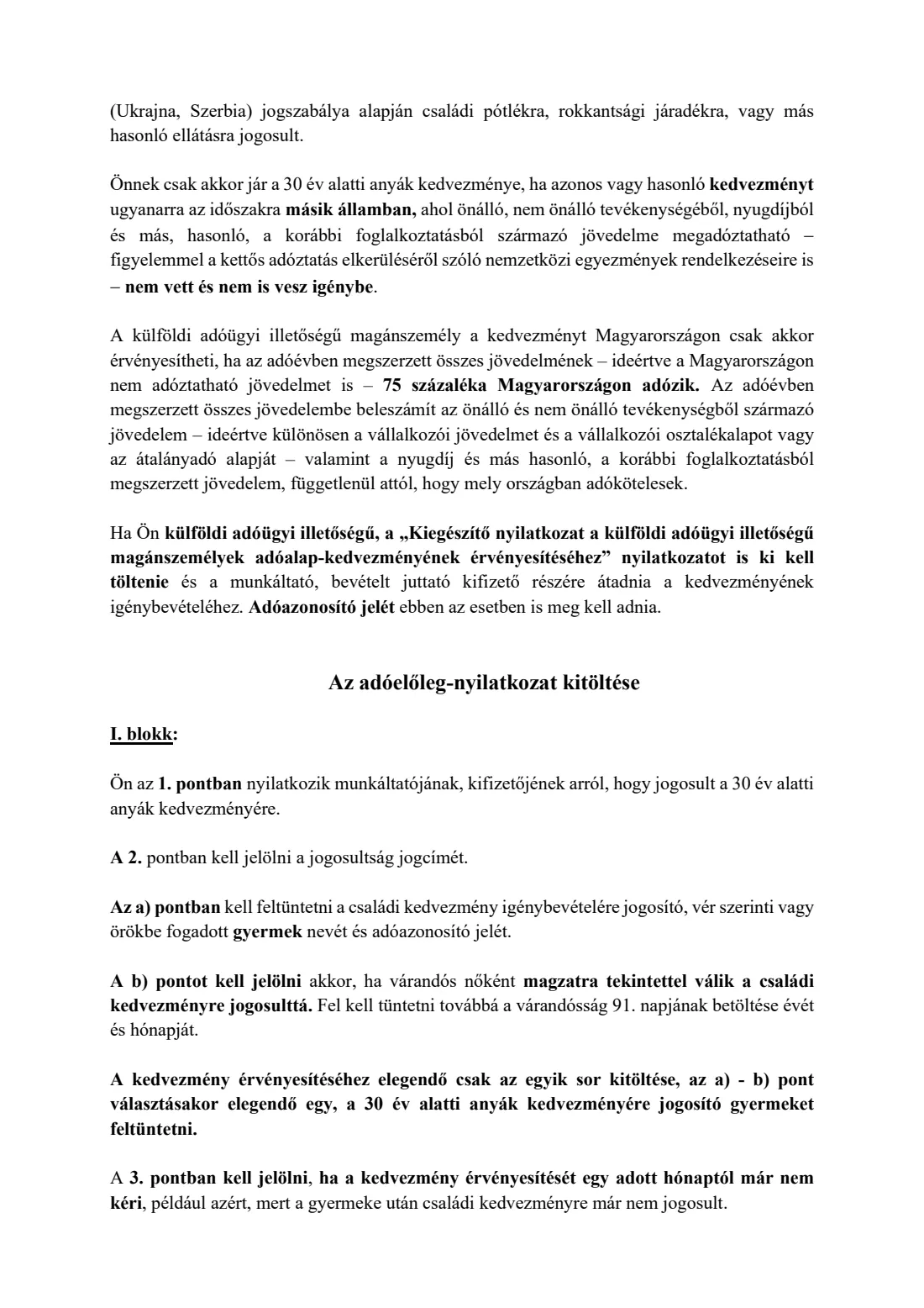 Mothers under 30 allowance declaration (2026) Tax-advance declaration for the allowance for mothers under 30 (Adóelőleg-nyilatkozat a 30 év alatti anyák kedvezményének érvényesítéséről) — page 6 of 7