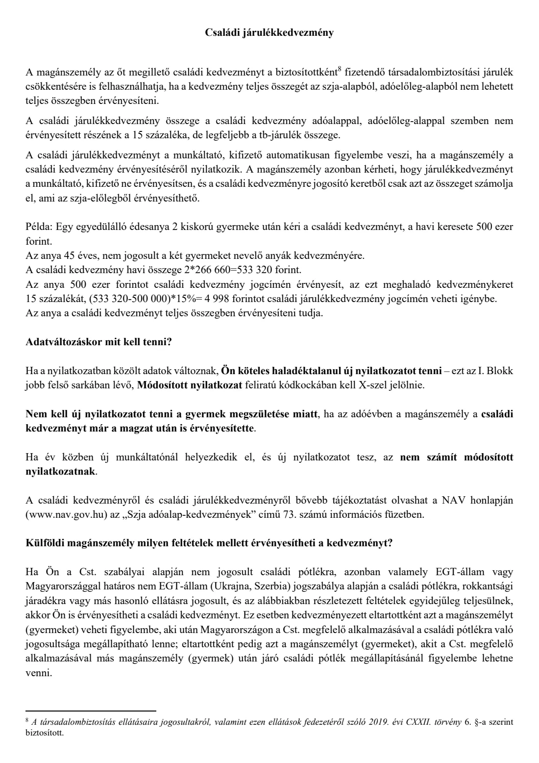 Family tax allowance declaration (családi kedvezmény) (2026) Adóelőleg-nyilatkozat a családi kedvezmény és járulékkedvezmény érvényesítéséről — page 6 of 9