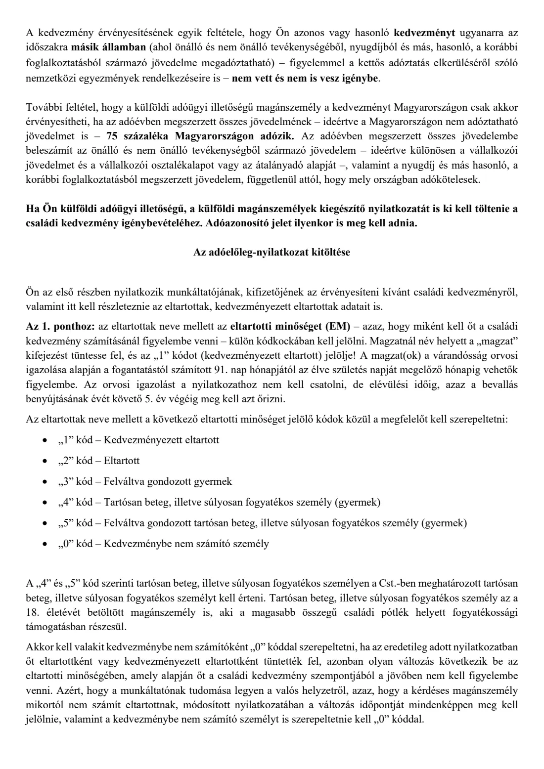 Family tax allowance declaration (családi kedvezmény) (2026) Adóelőleg-nyilatkozat a családi kedvezmény és járulékkedvezmény érvényesítéséről — page 7 of 9