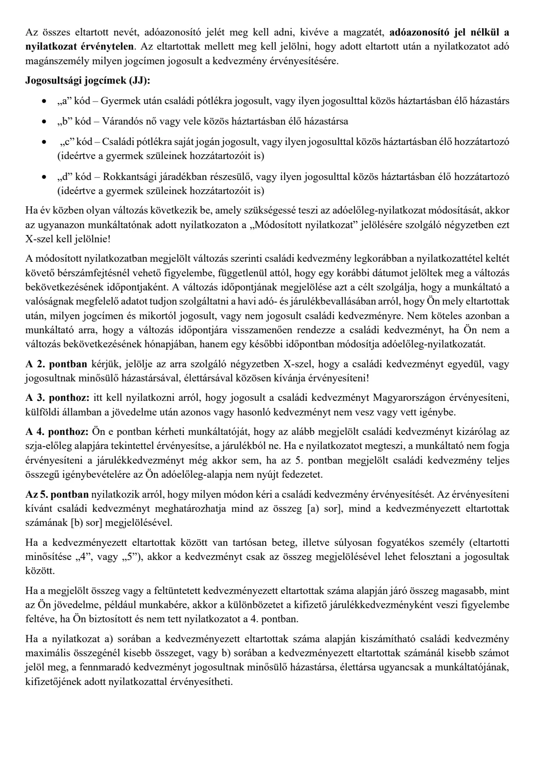 Family tax allowance declaration (családi kedvezmény) (2026) Adóelőleg-nyilatkozat a családi kedvezmény és járulékkedvezmény érvényesítéséről — page 8 of 9