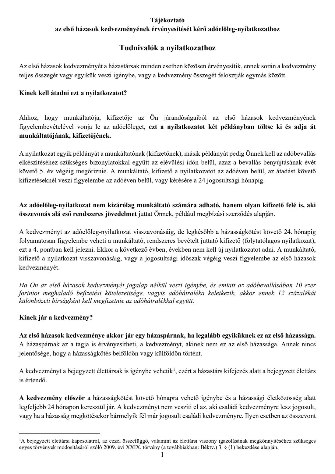 First-married couples' allowance declaration (2026) Tax-advance declaration for the first-married couples' allowance (Adóelőleg-nyilatkozat az első házasok kedvezményének érvényesítéséről) — page 2 of 5