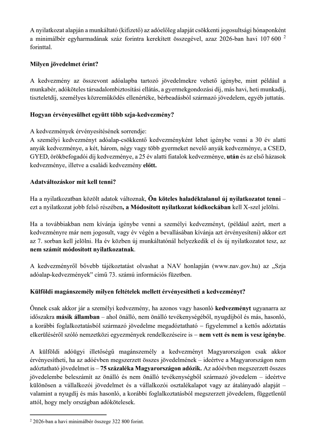 Personal allowance declaration for severe disability (személyi kedvezmény) (2026) Adóelőleg-nyilatkozat a személyi kedvezmény érvényesítéséről — page 3 of 4