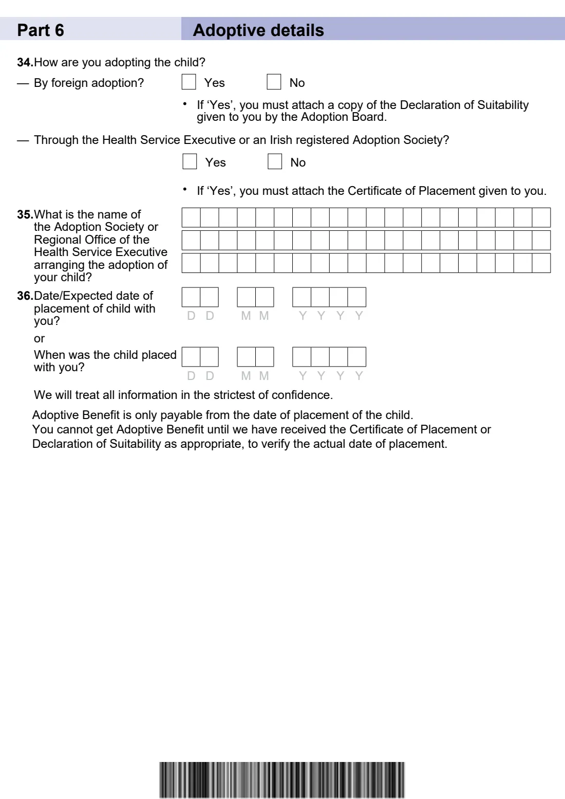Form AB1 (Adoptive Benefit) (2025) Application form for Adoptive Benefit (AB1) — page 10 of 12