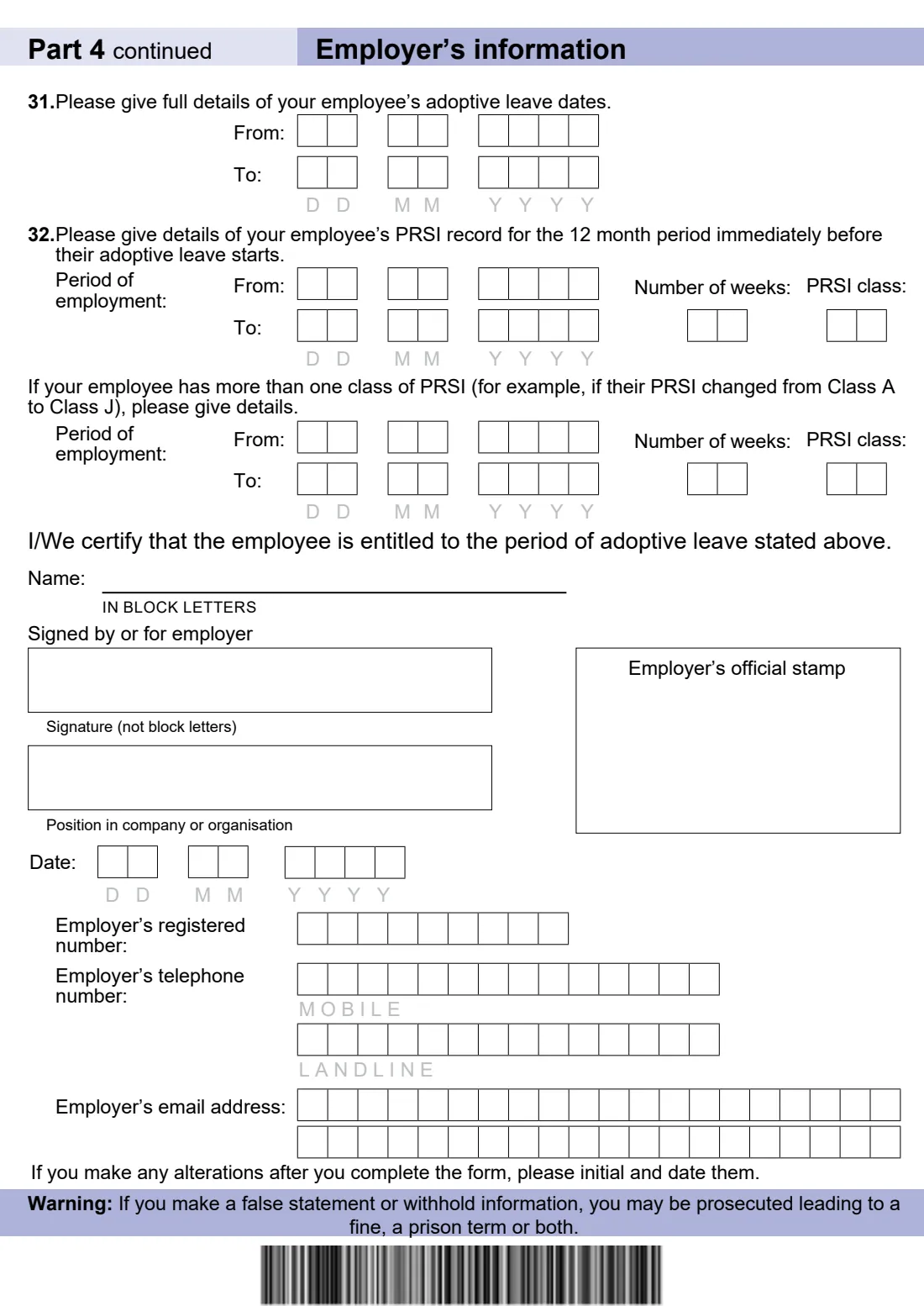 Form AB1 (Adoptive Benefit) (2025) Application form for Adoptive Benefit (AB1) — page 8 of 12