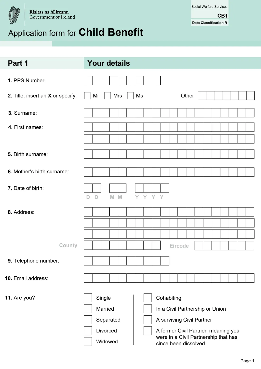 CB1 Child Benefit application (2024) Application form for Child Benefit — page 3 of 16