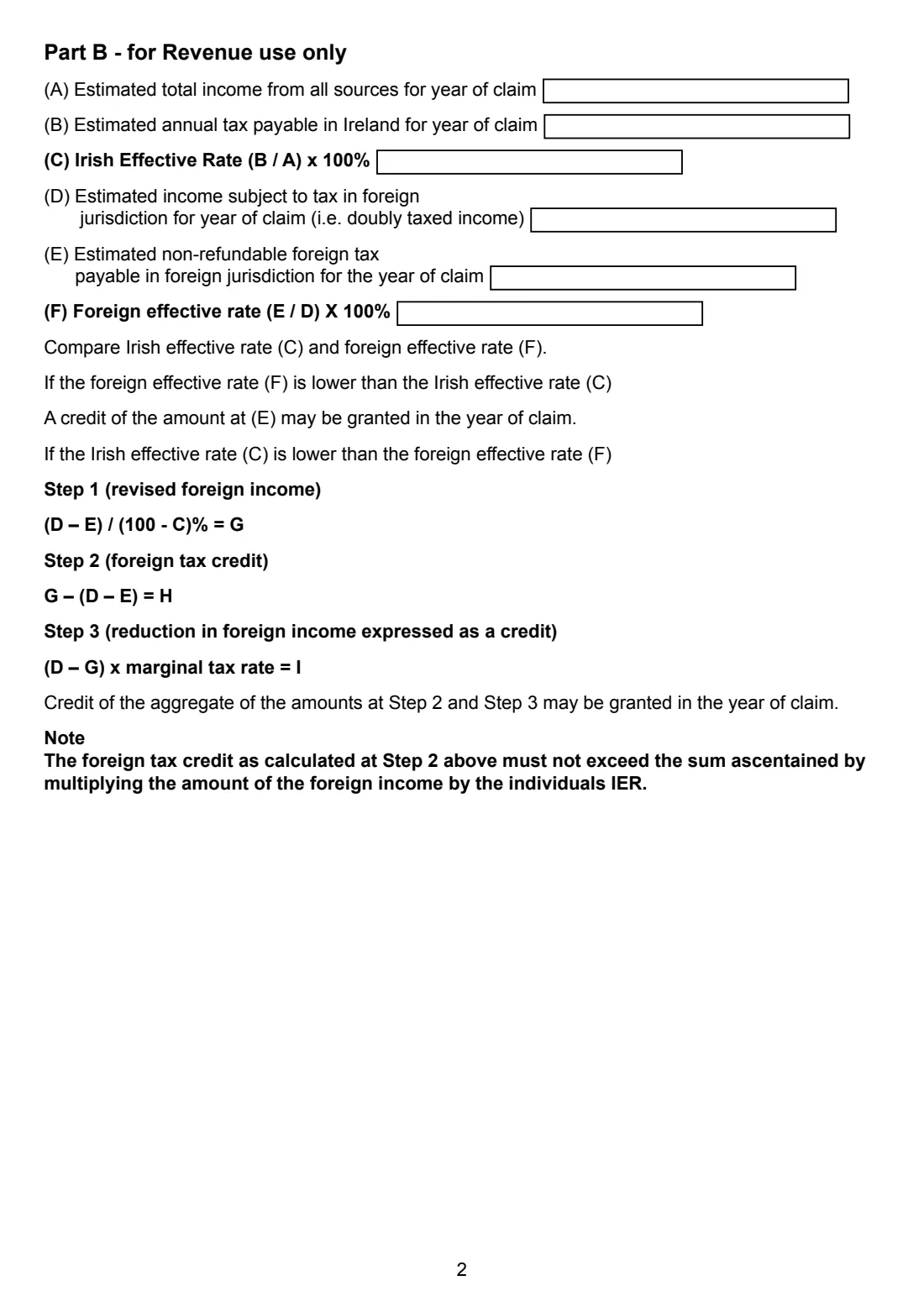 Form Double Deduction 1 (2026) Form Double Deduction 1: Credit through the PAYE system for non-refundable foreign tax — page 2 of 3