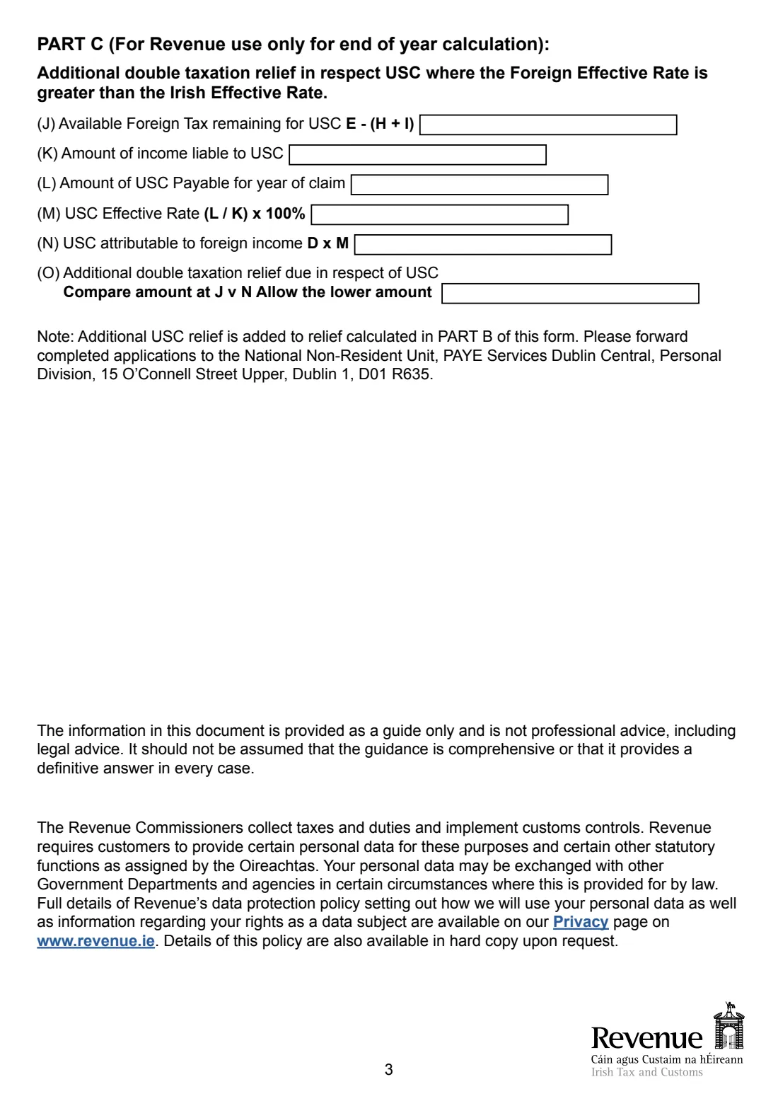 Form Double Deduction 1 (2026) Form Double Deduction 1: Credit through the PAYE system for non-refundable foreign tax — page 3 of 3