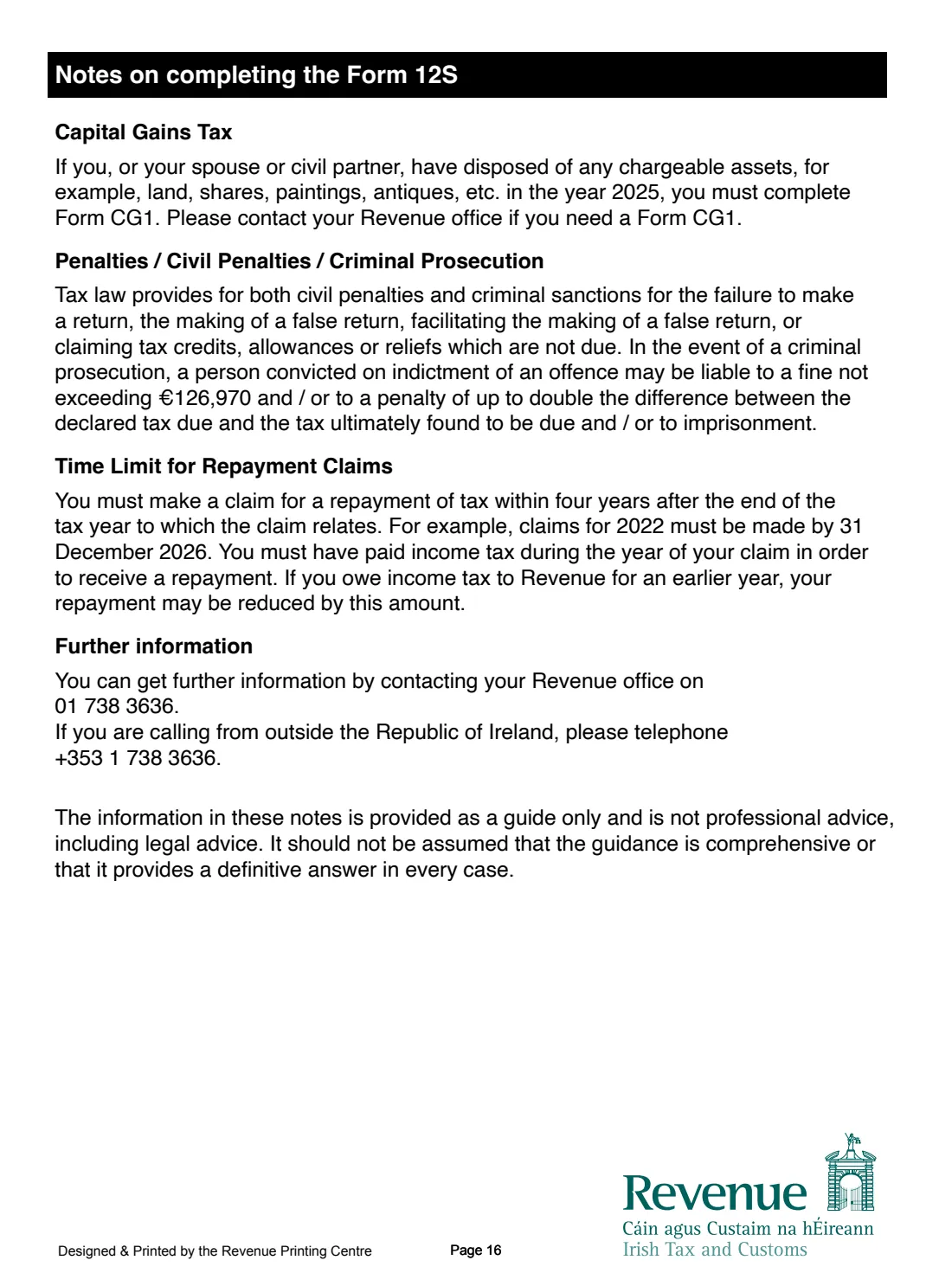 Form 12S (2025) (2025) Form 12S: Income Tax Return 2025 (incorporating Med 1) — page 16 of 16