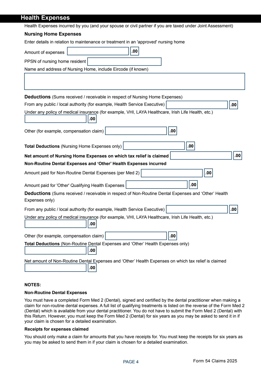 Form 54 Claims 2025 (DIRT and tax repayment) (2025) Form 54 Claims: Income Tax Repayment Claim for the year 2025 (Claim for Repayment of Deposit Interest Retention Tax) — page 4 of 7