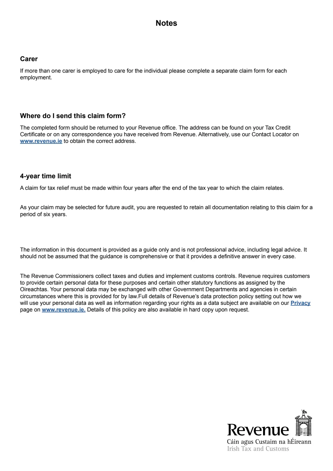 Form HK1 (employing a carer) (2026) Form HK1: Claim for an allowance for employing a carer — page 2 of 2