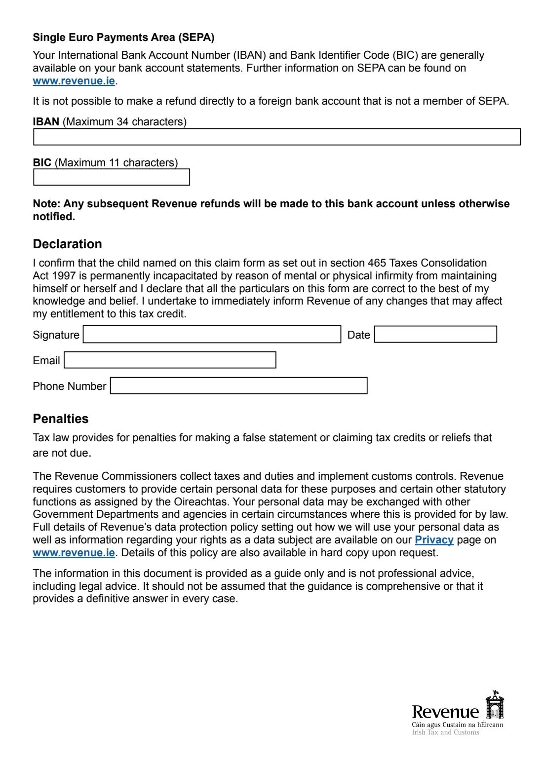 Form ICC 1 (Incapacitated Child Tax Credit) (2025) ICC 1: Incapacitated Child Tax Credit Form 1 — page 3 of 3